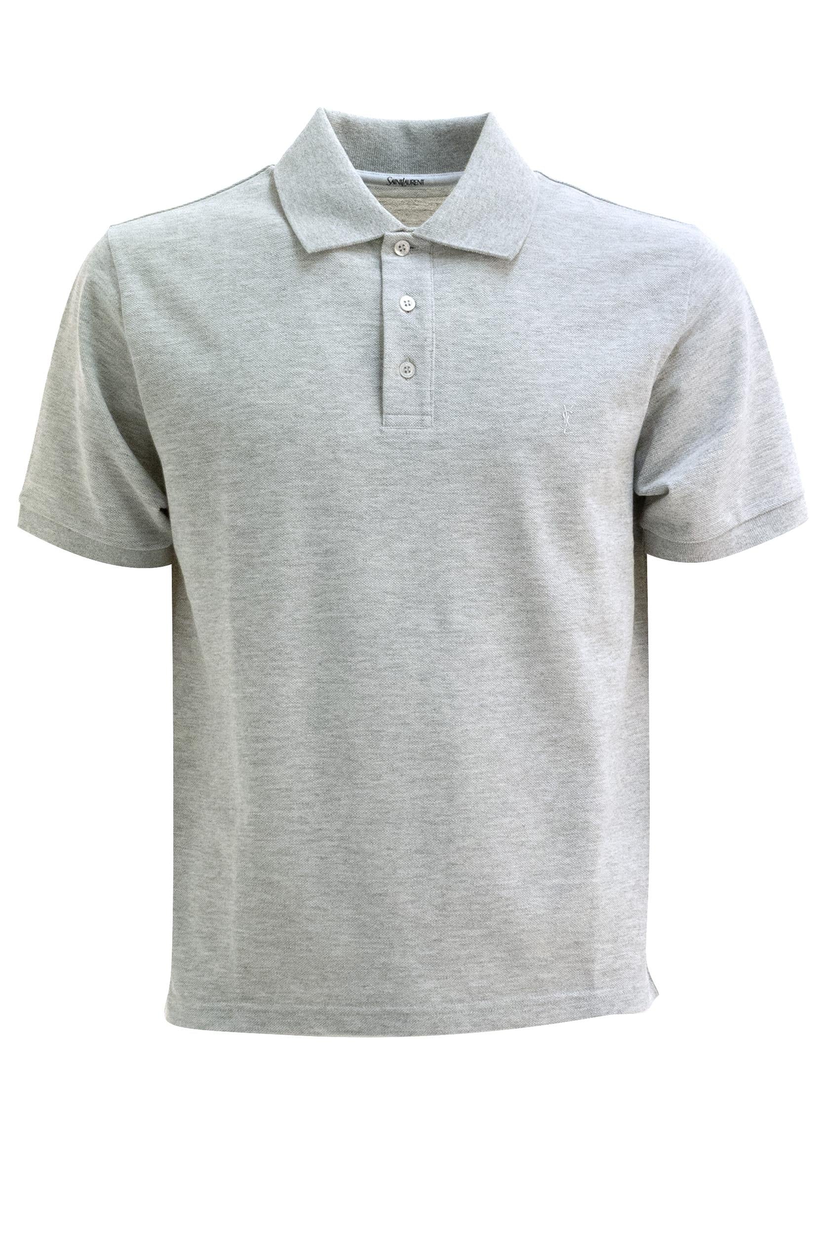 Saint Laurent Polo in piqué di colore grigio