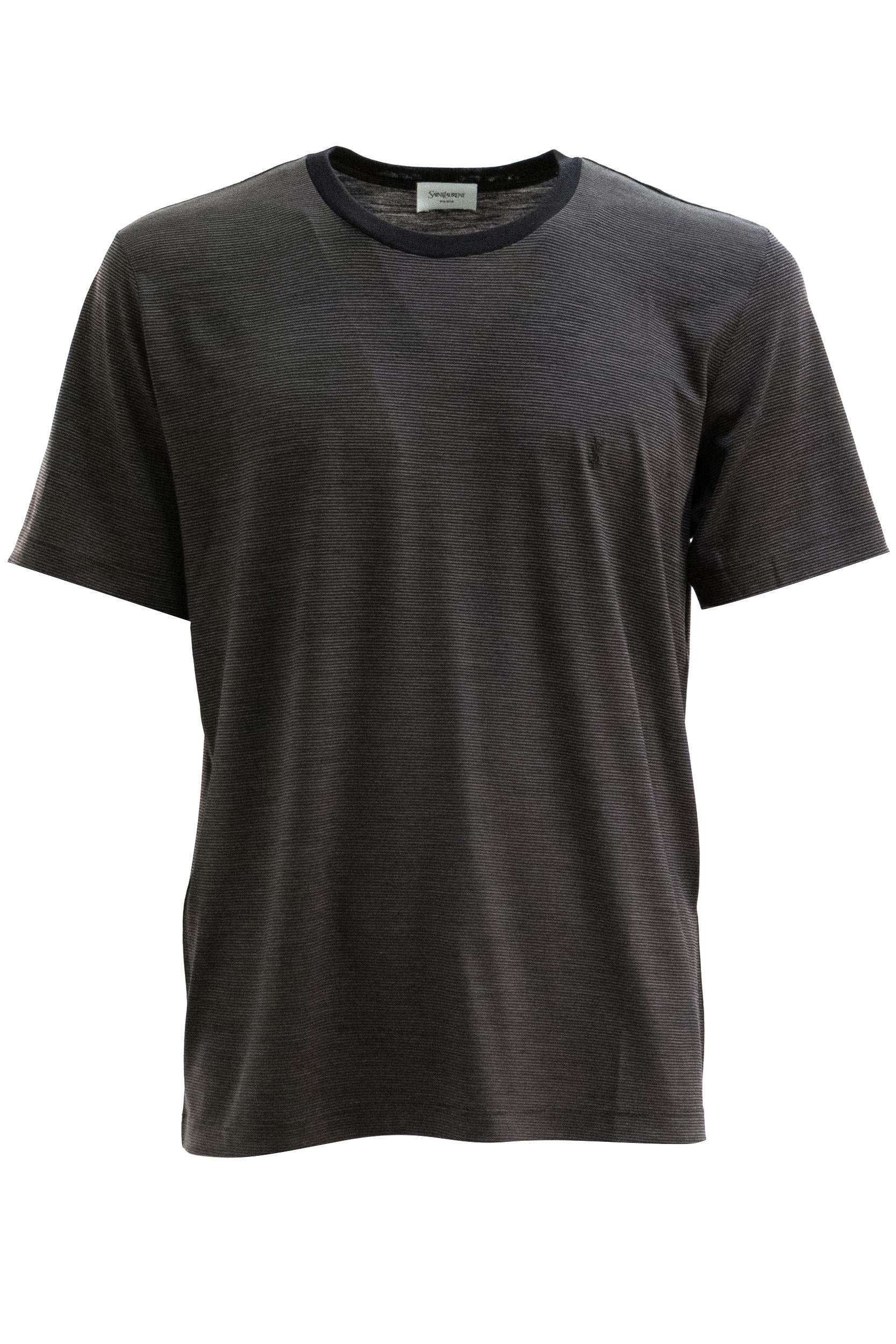 Saint Laurent T-shirt in lana a righe di colore marrone e nero