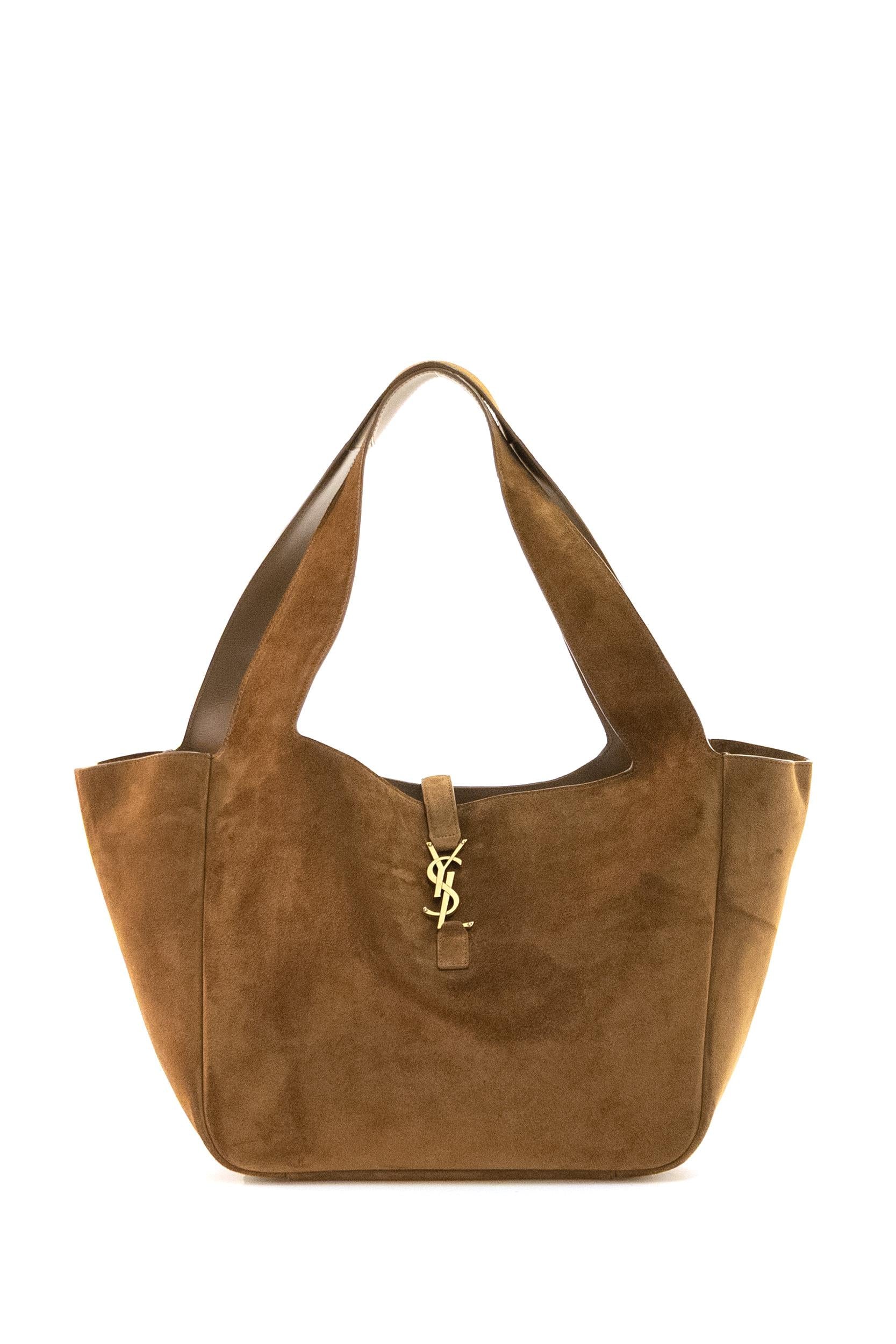 Saint Laurent Borsa a mano Le 5 à 7 Bea in suede color cammello
