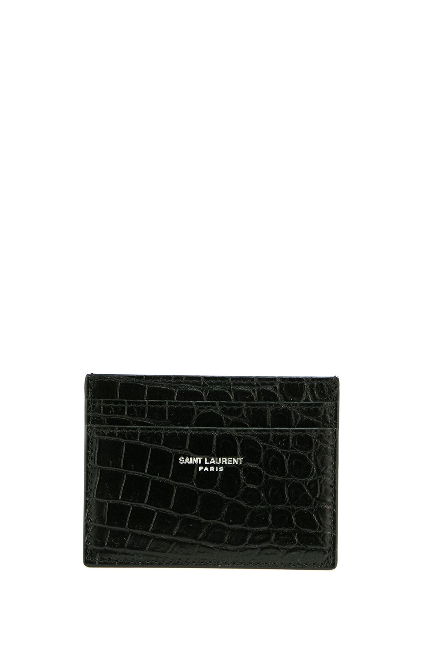 Saint Laurent Porta carte in pelle stampa cocco di colore nero