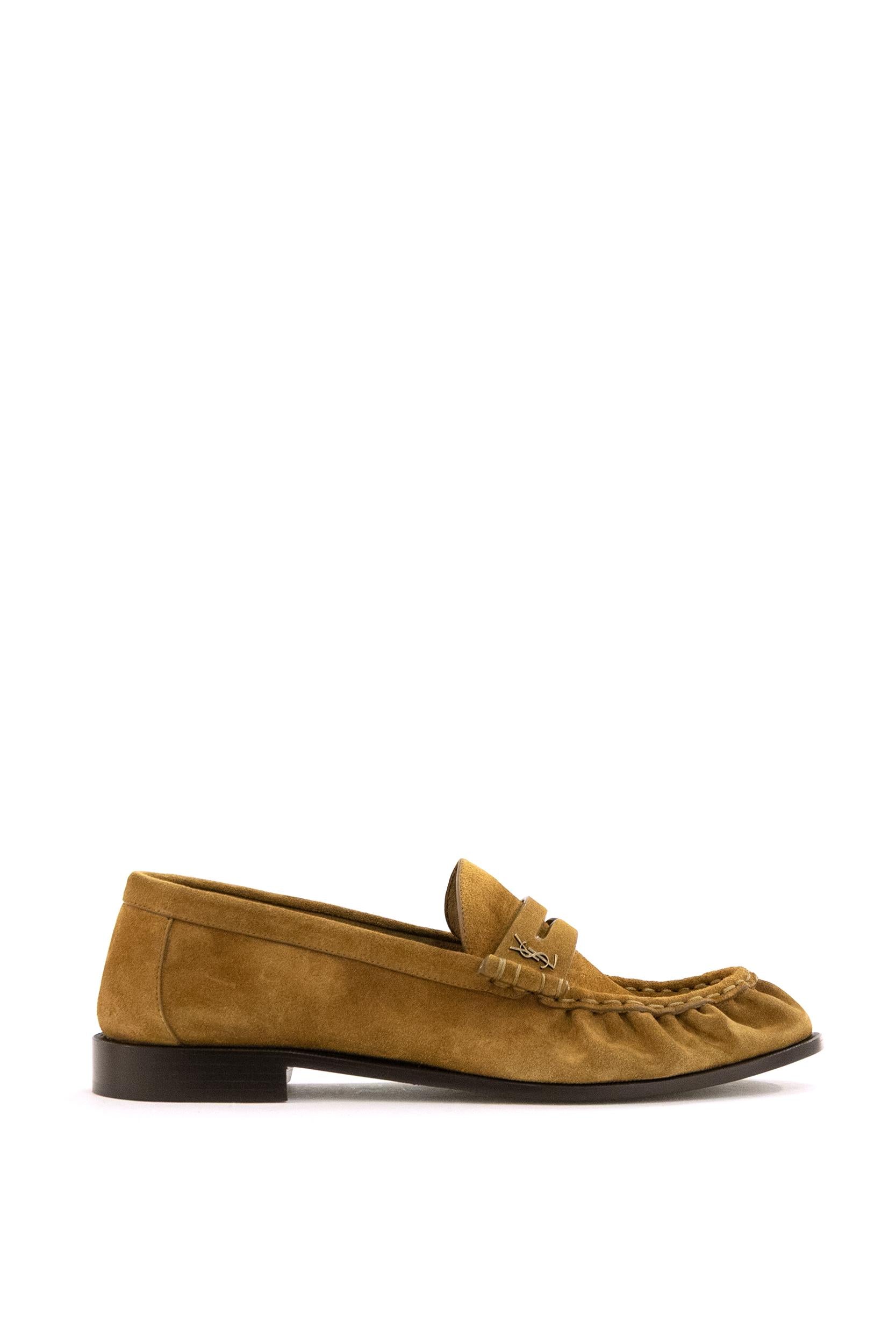 Saint Laurent Mocassini in suede di colore marrone