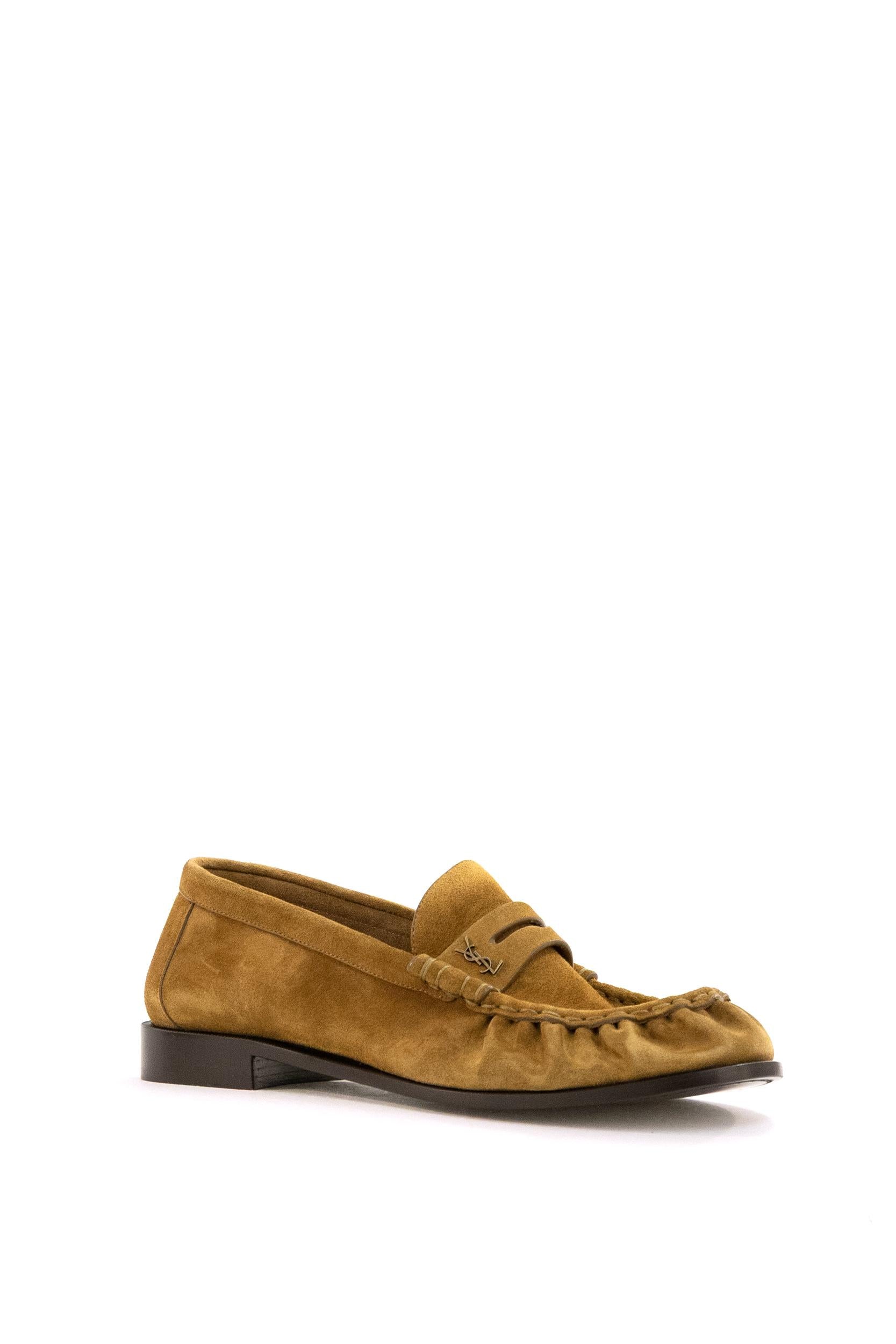 Saint Laurent Mocassini in suede di colore marrone, view 2