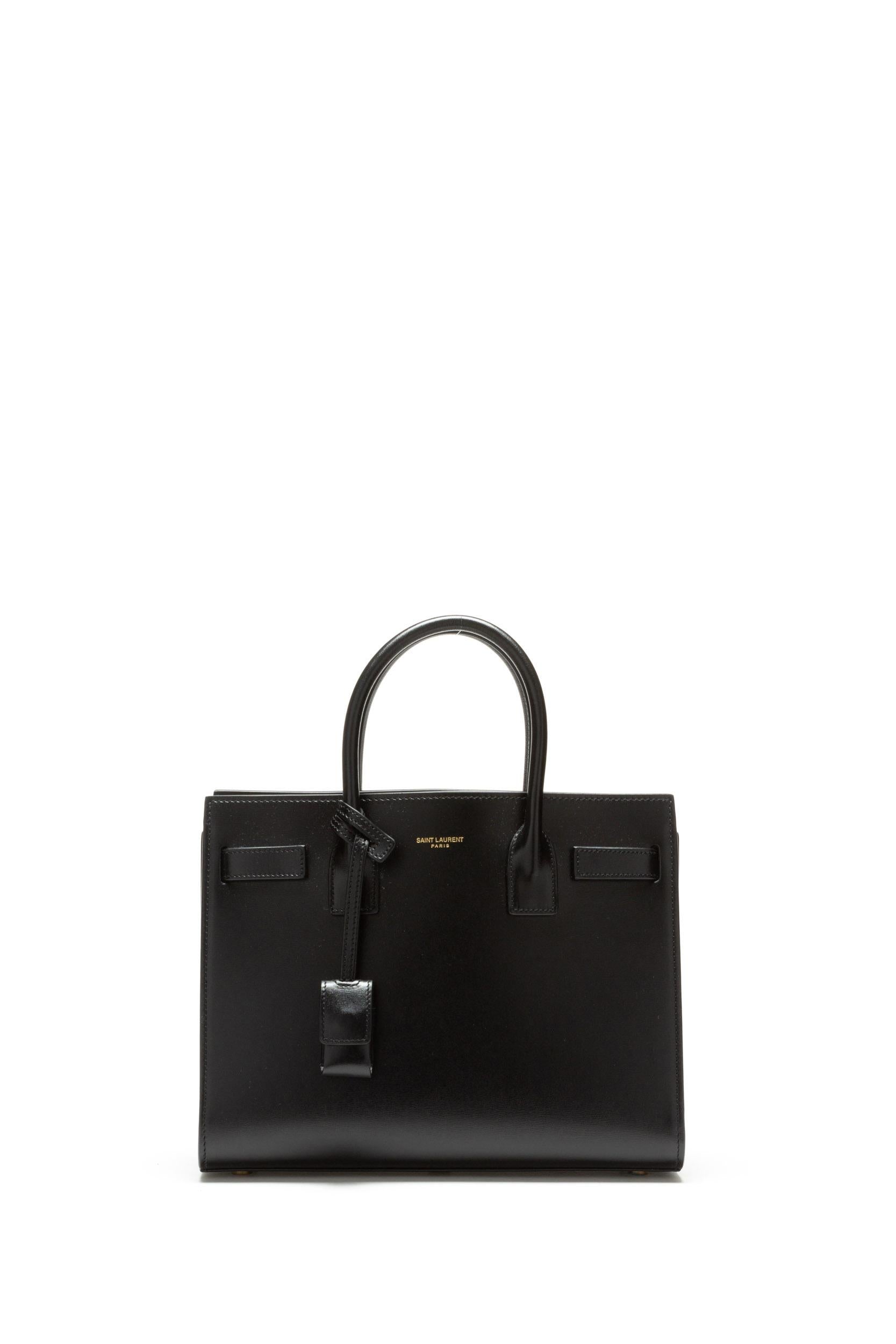 Saint Laurent Borsa Sac De Jour Baby in pelle lucida color nero