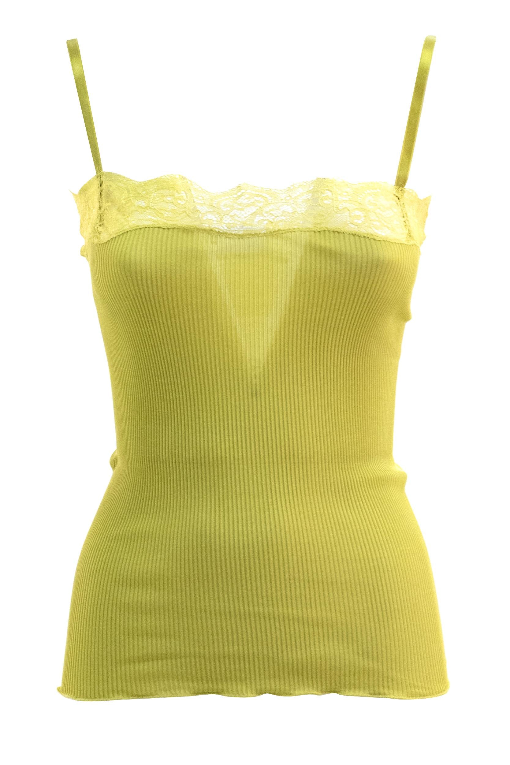 Saint Laurent Top in jersey di seta a coste di colore giallo