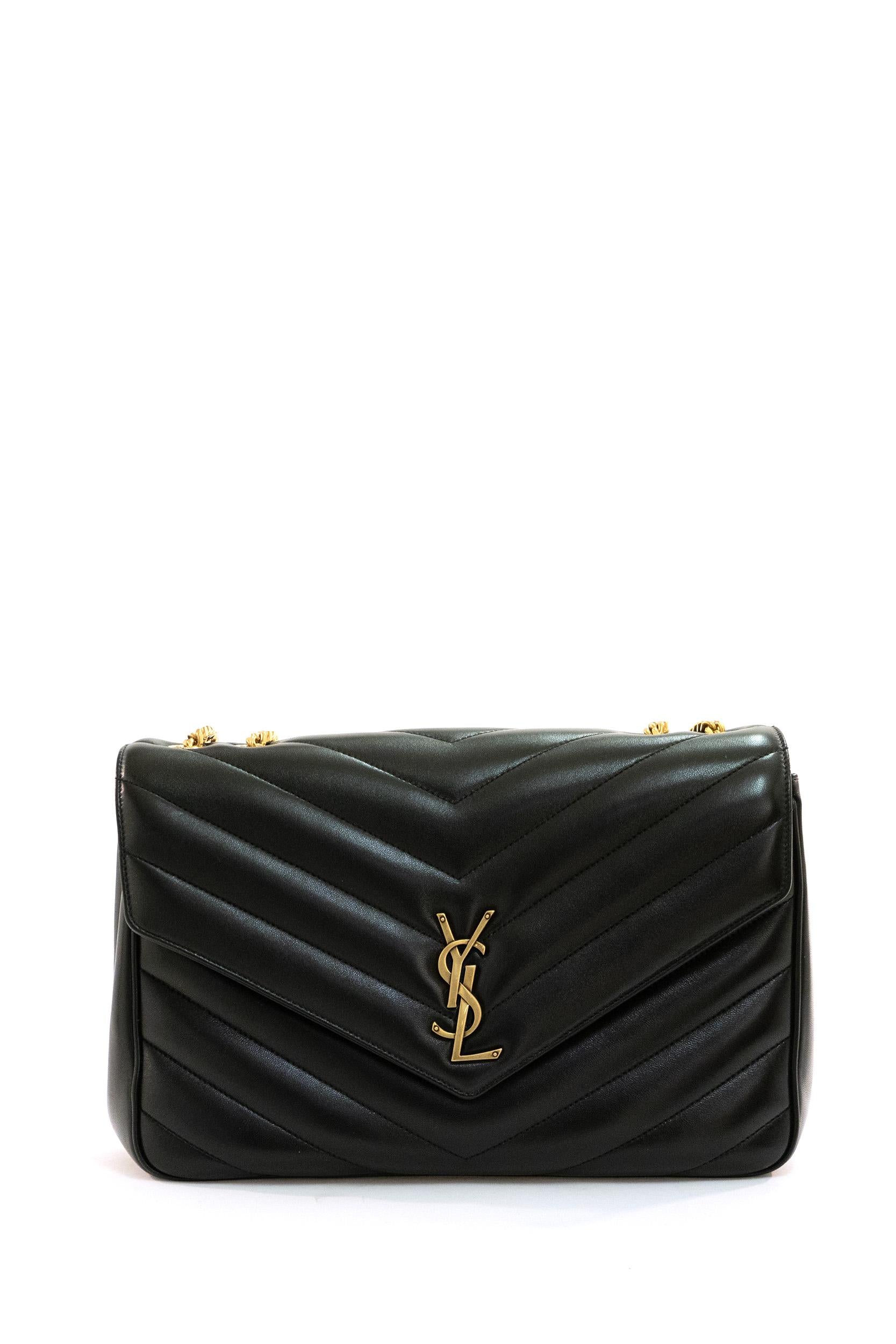 Saint Laurent Borsa Loulou Grande colore nero logo oro