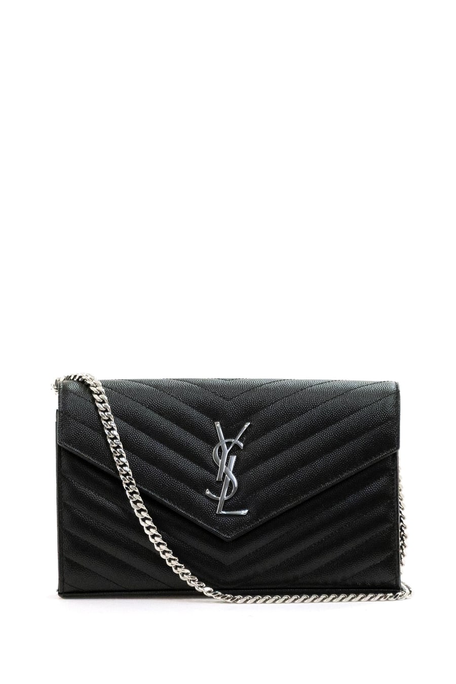 Saint Laurent Pochette Cassandre in Pelle Grain de Poudre di colore nero