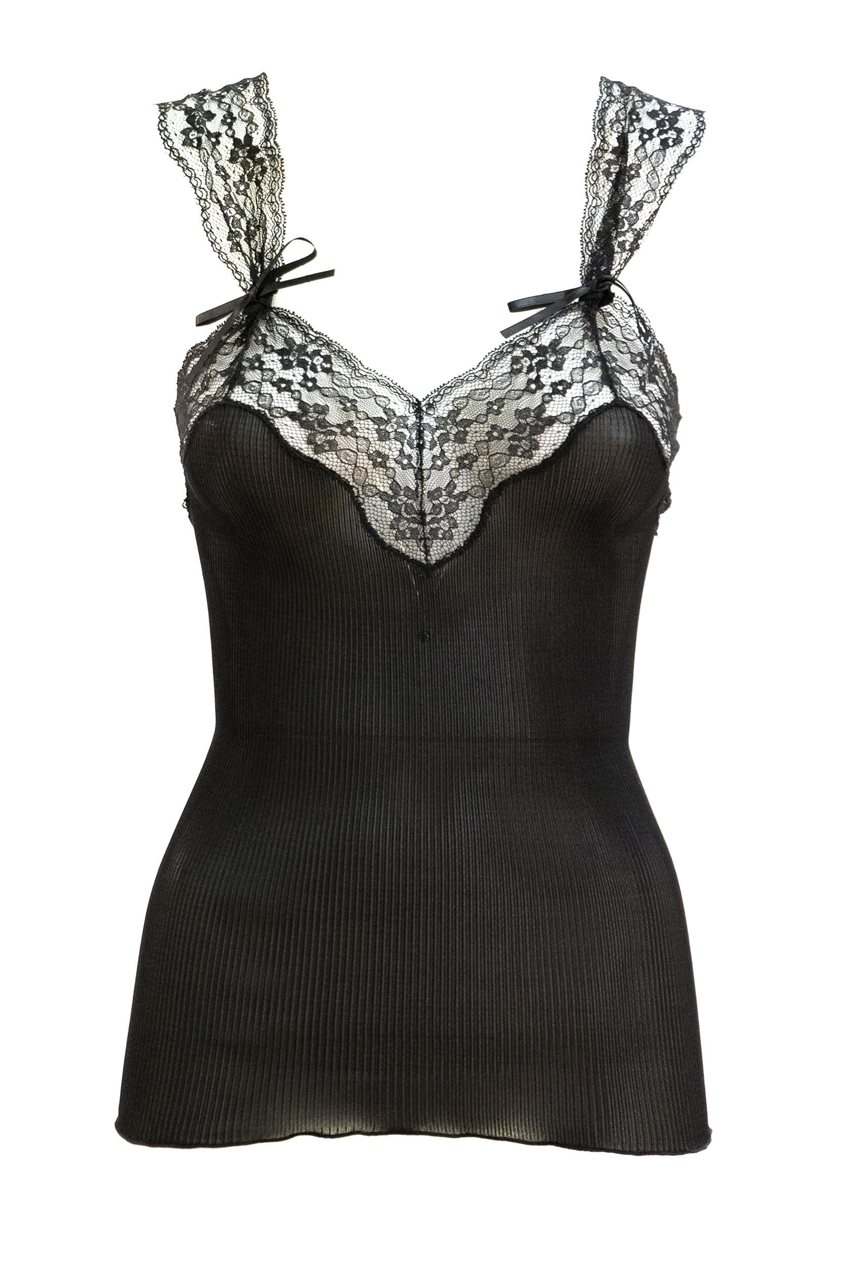 Saint Laurent Top in seta di colore nero