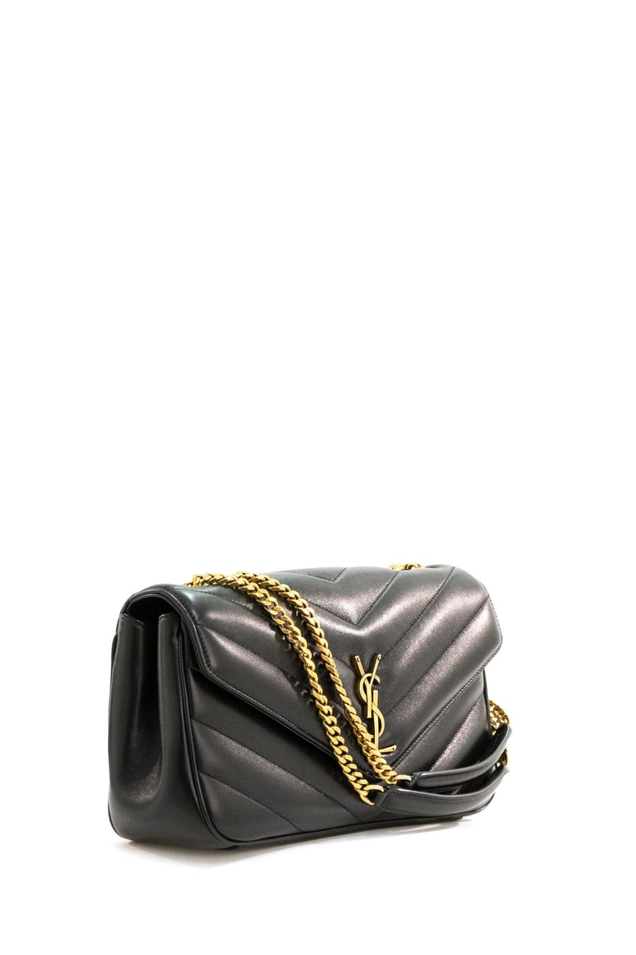 Saint Laurent Borsa Loulou Media in nappa matelassè color nero, view 2