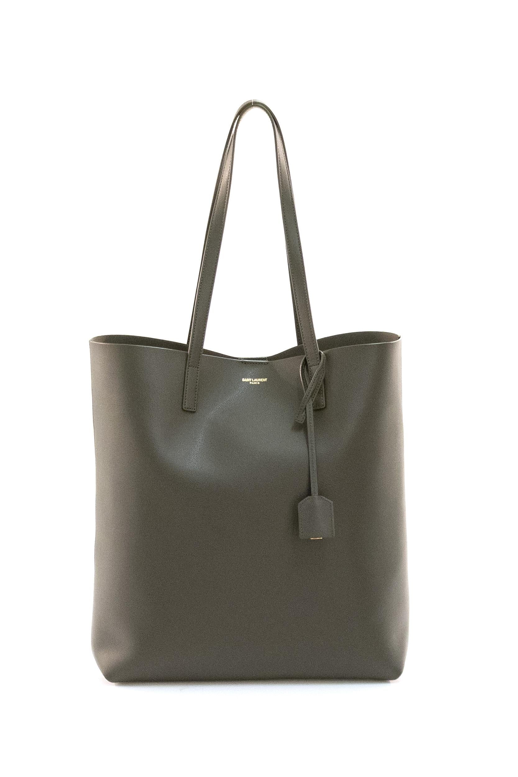 Saint Laurent Borsa Shopping in pelle colore muschio