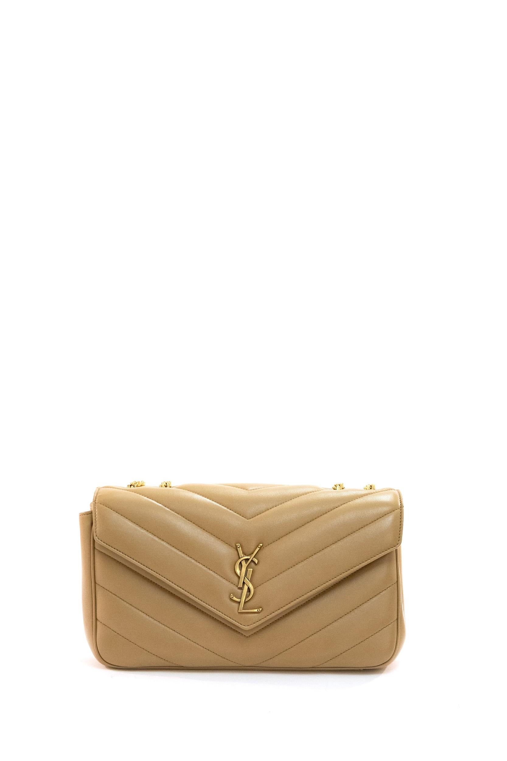 Saint Laurent Borsa Loulou Media in nappa colore beige