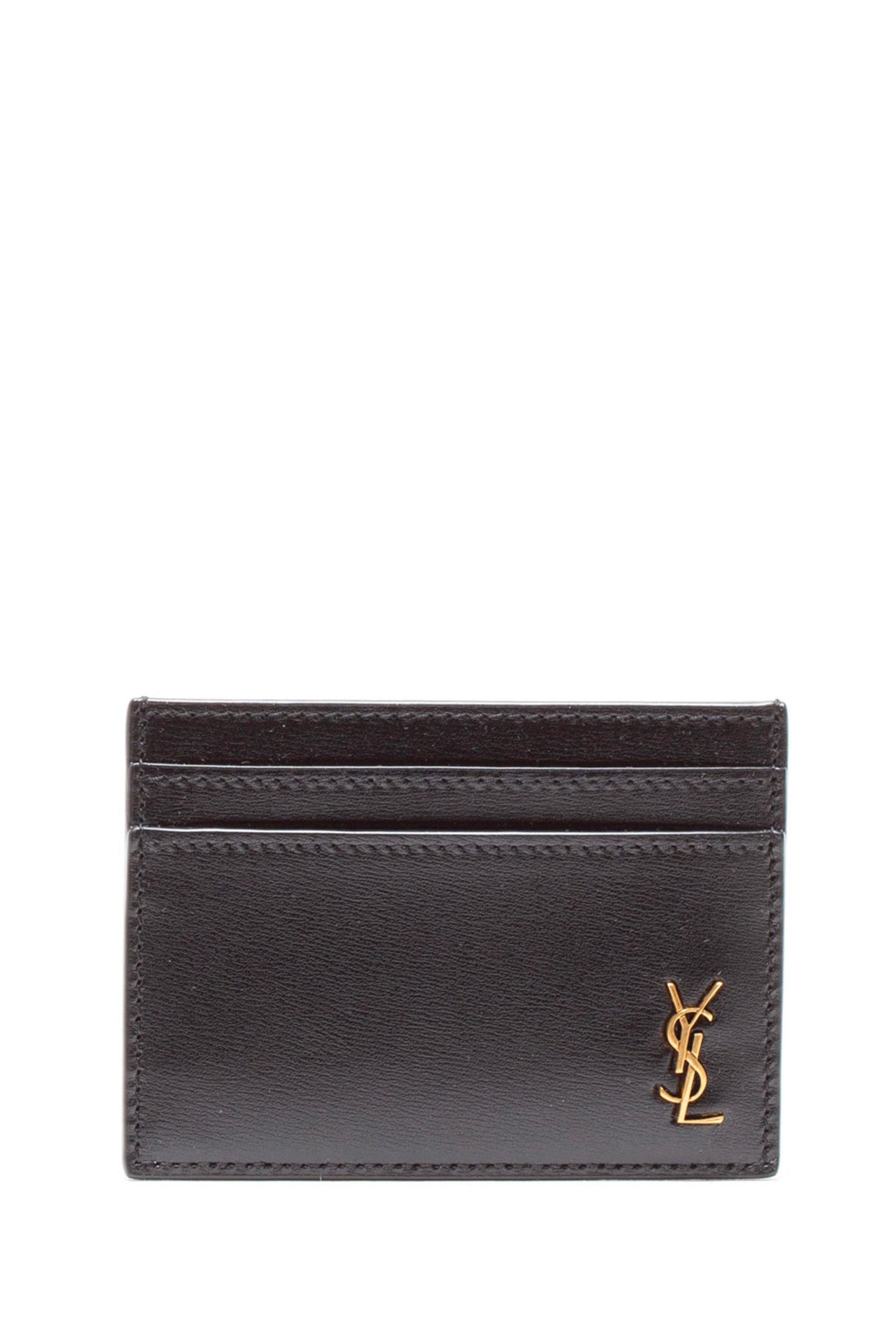 Saint Laurent Portacarte Monogram in Pelle Opaca di colore nero