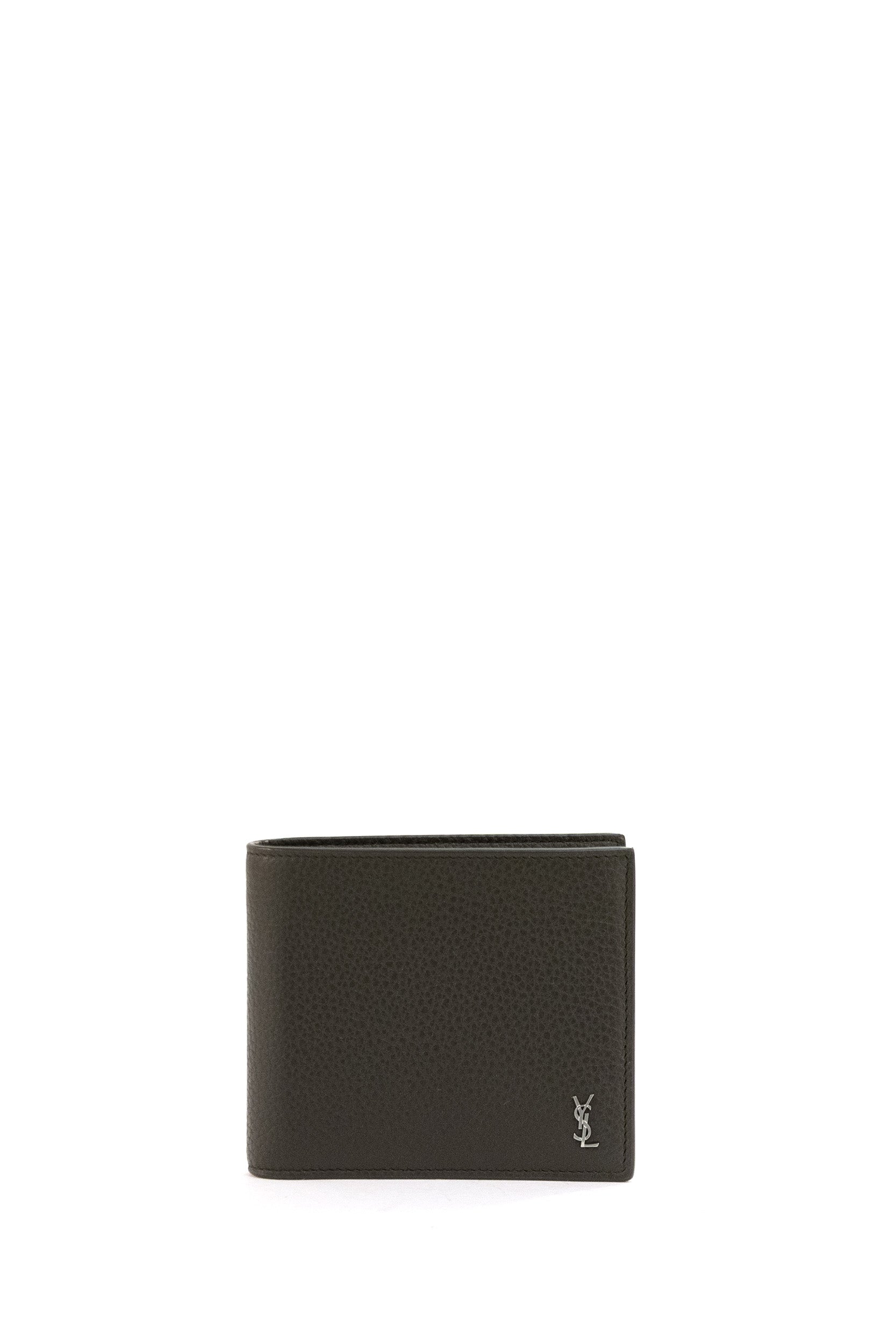 Saint Laurent Portafoglio East/West  Tiny in pelle martellata di colore marrone