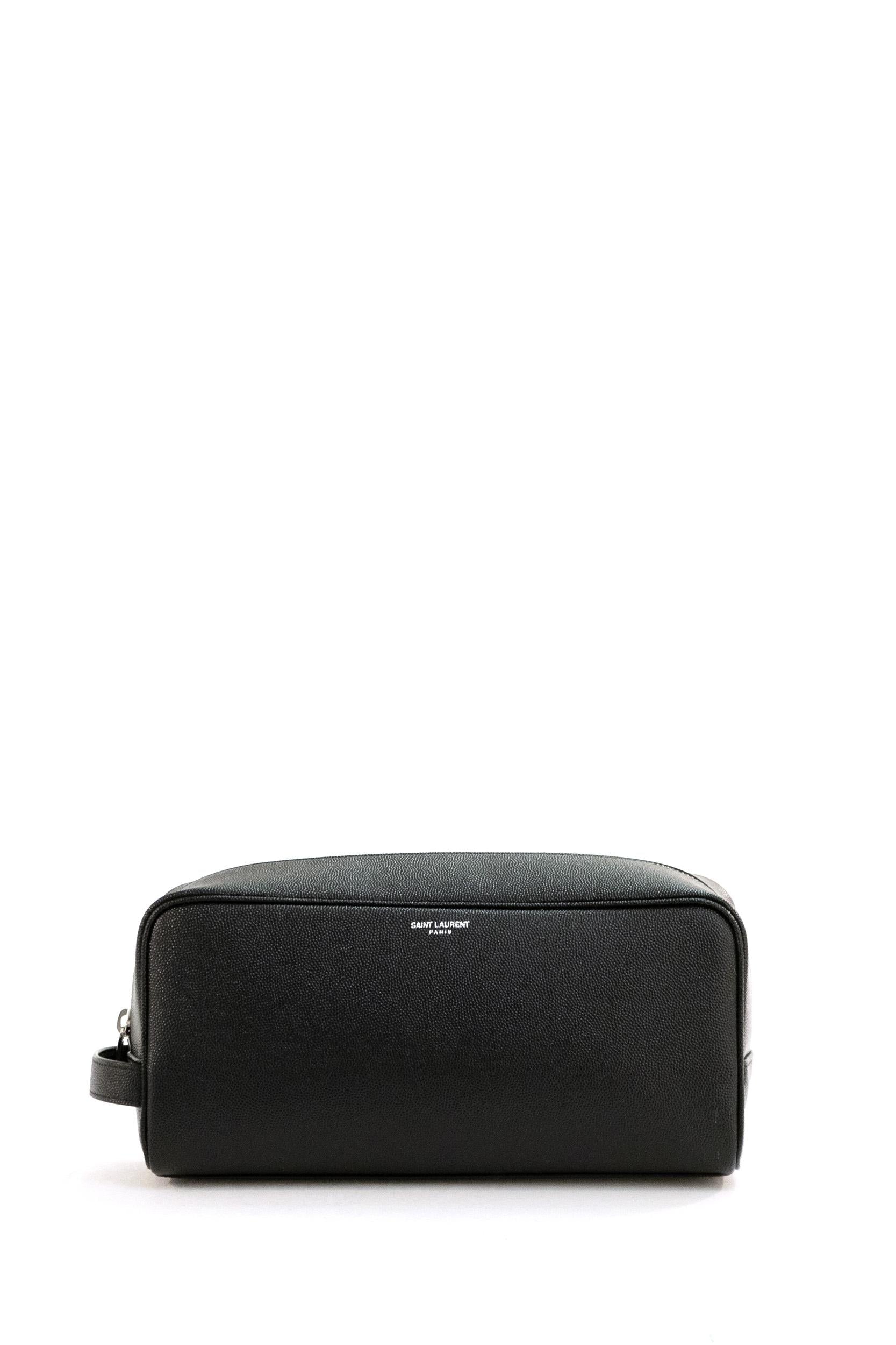 Saint Laurent Beauty case in pelle Grain de Poudre di colore nero