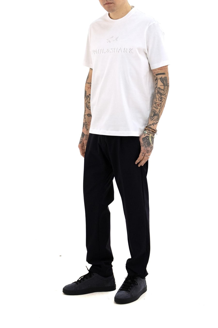 PAUL & SHARK T-shirt in jersey di cotone di colore bianco, view 2
