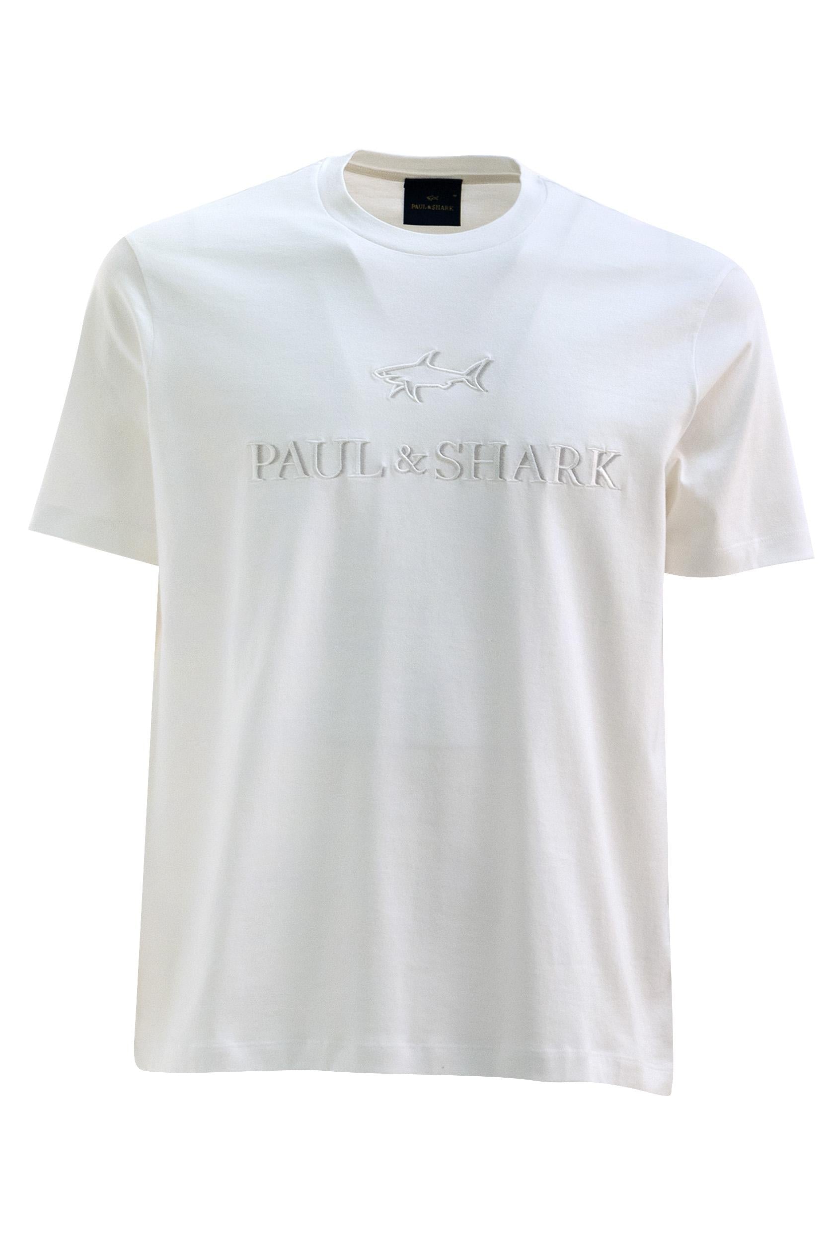 PAUL & SHARK T-shirt in jersey di cotone di colore bianco