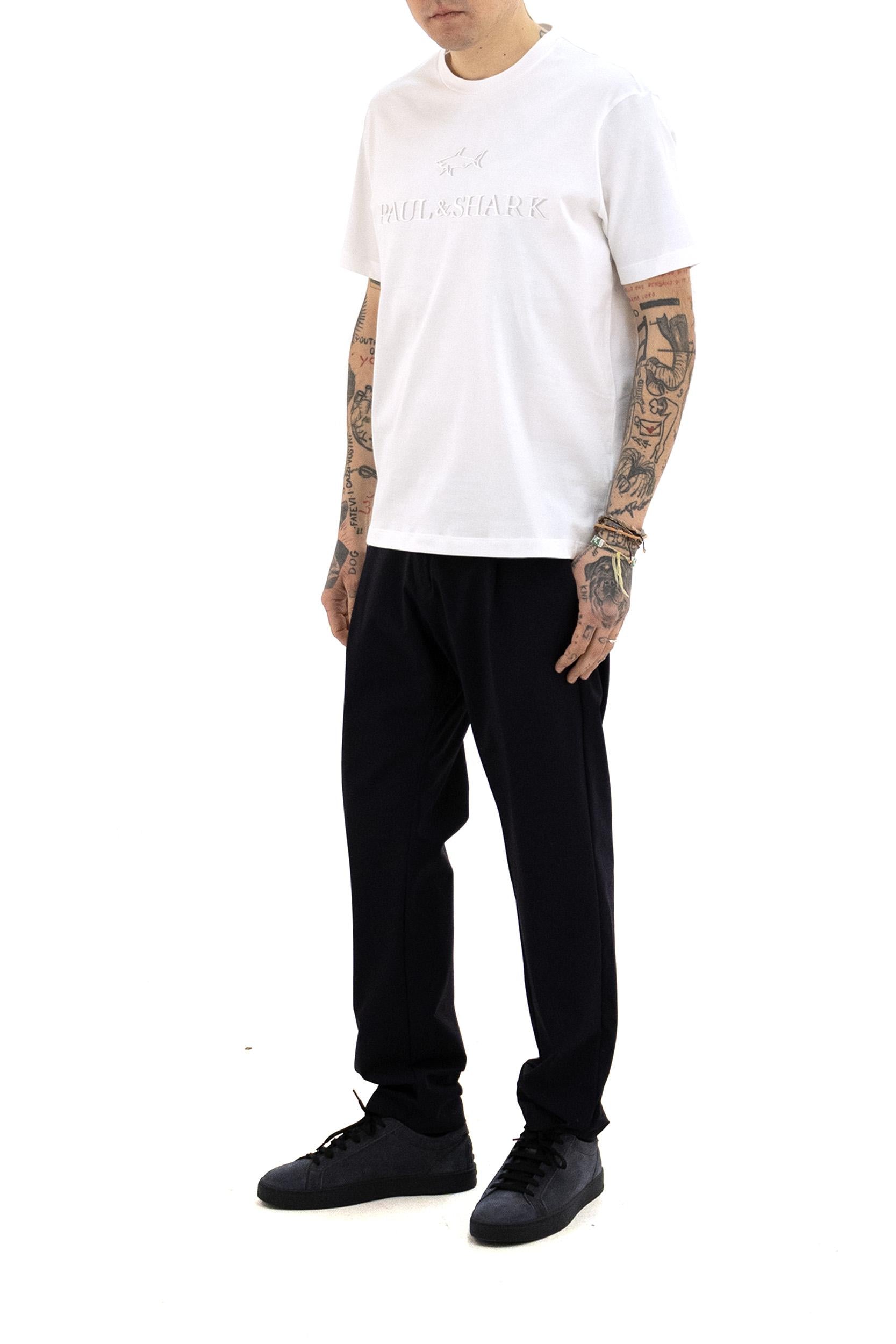PAUL & SHARK T-shirt in jersey di cotone di colore bianco, view 2