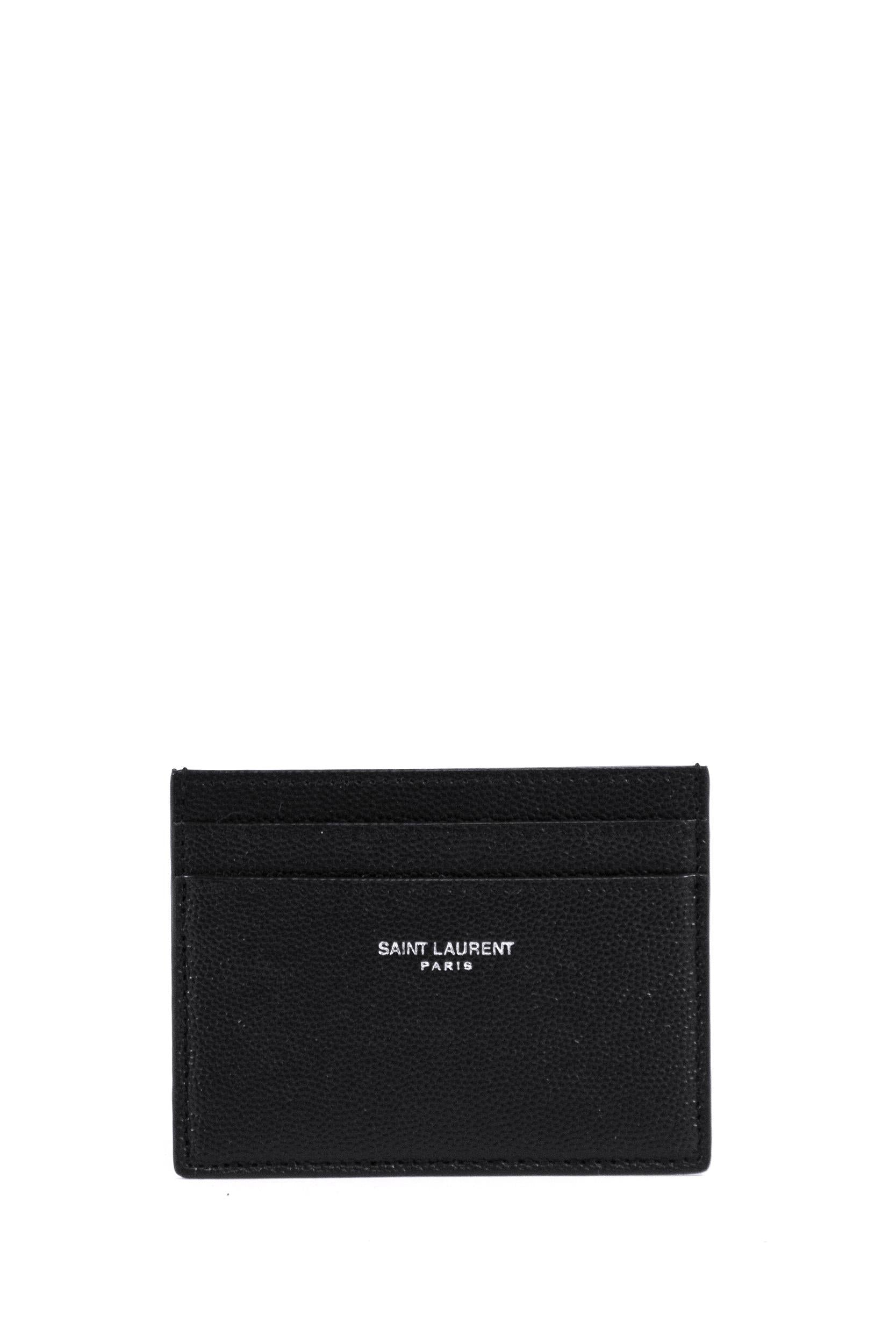 Saint Laurent Porta carte di credito nero pelle a texture