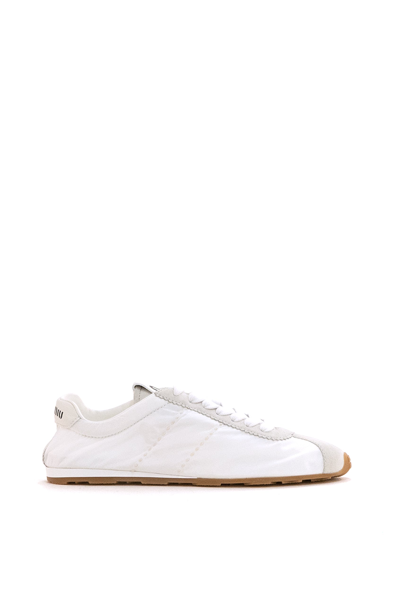 Miu Miu Sneakers Plume in tessuto tecnico e suede di colore bianco