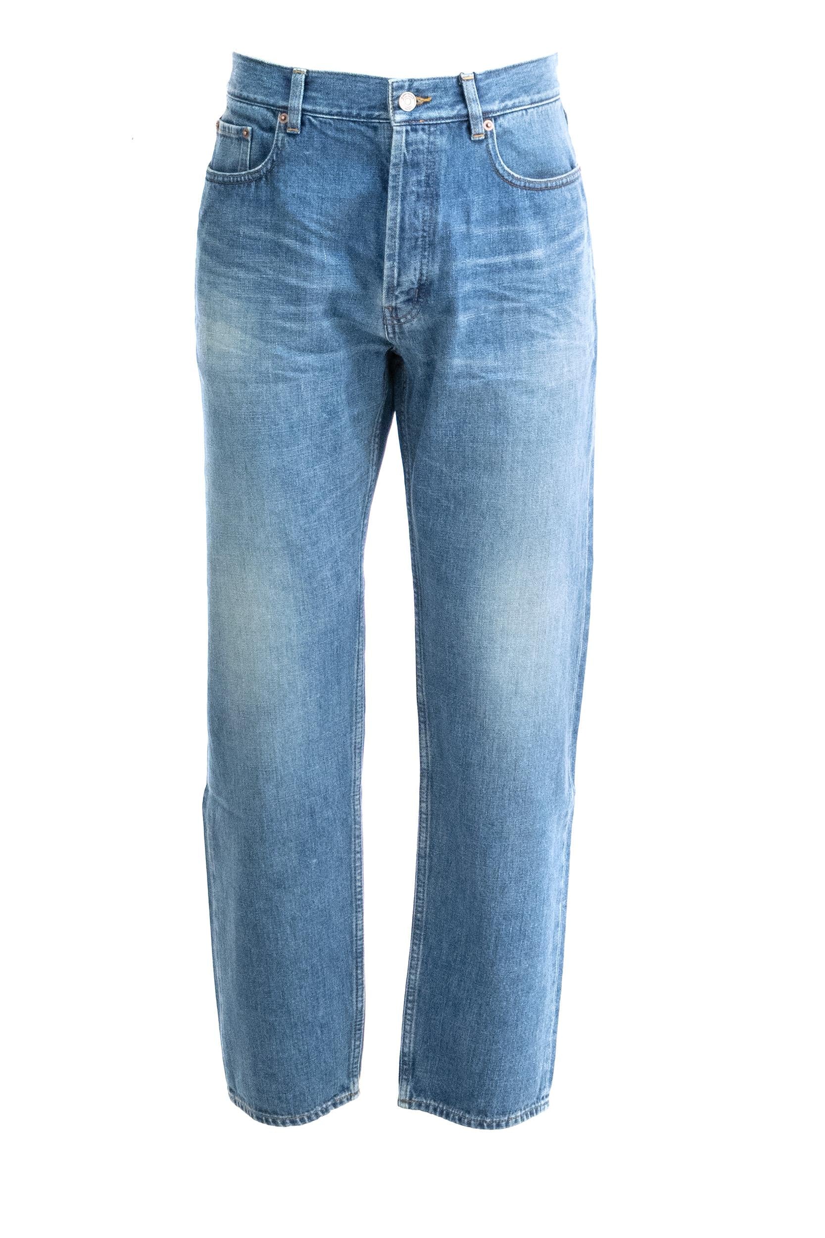Saint Laurent Jeans in denim di cotone color blu slavato