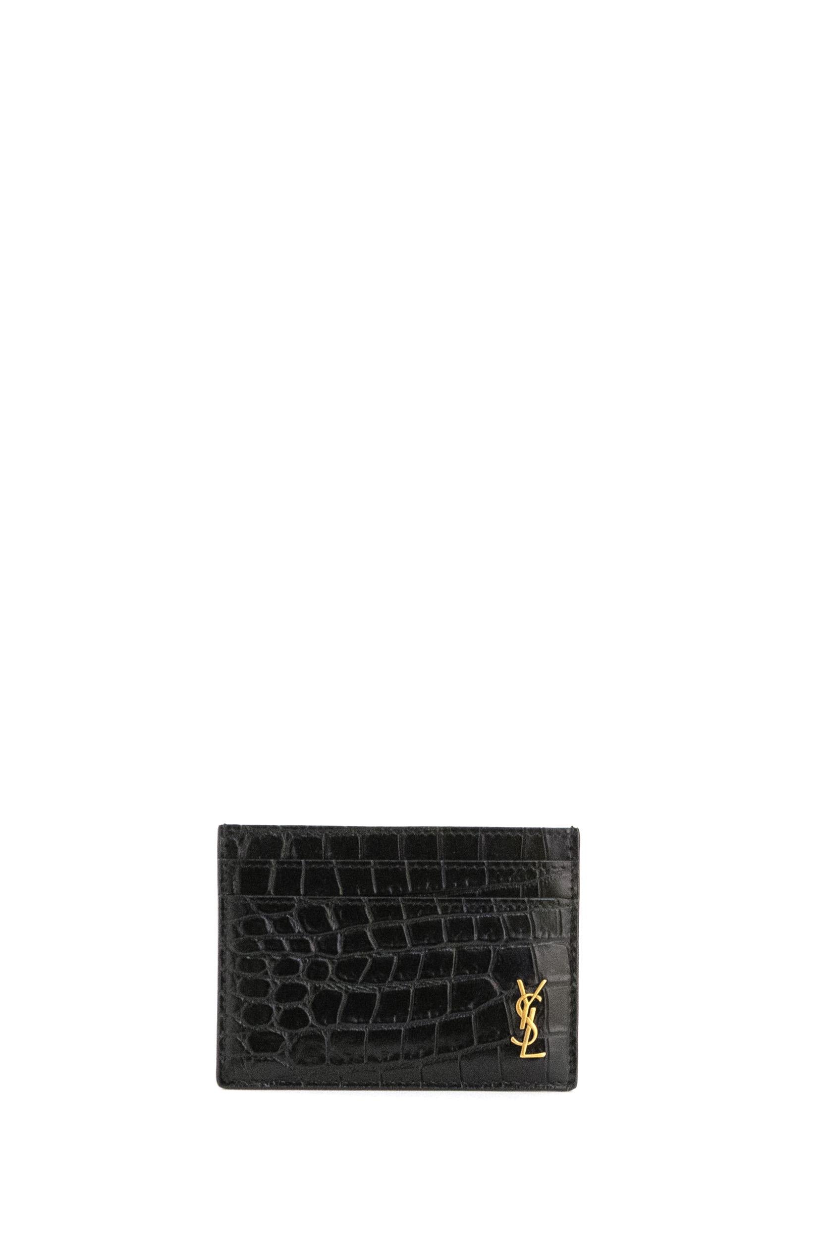 Saint Laurent Saint Laurent Porta carte pelle stampa cocco nera