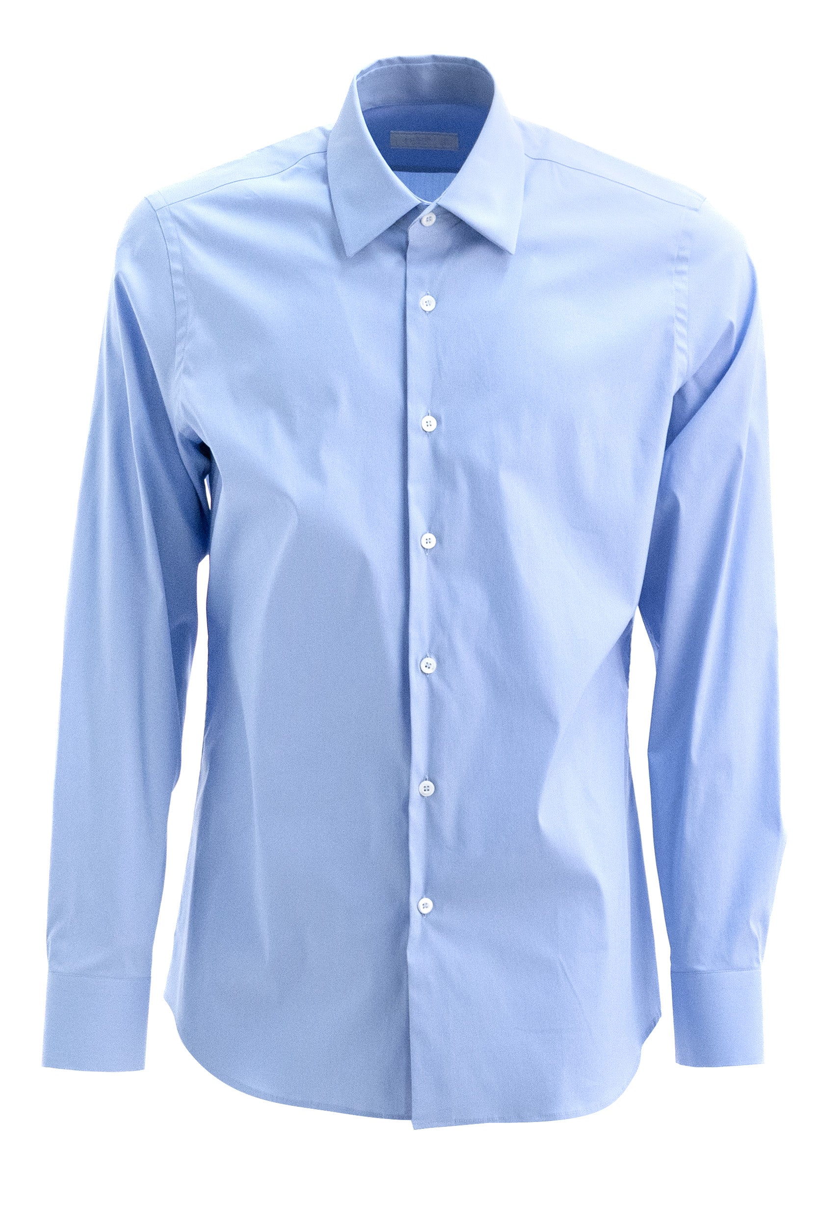 Prada Camicia slim-fit in popeline di cotone stretch color azzurro