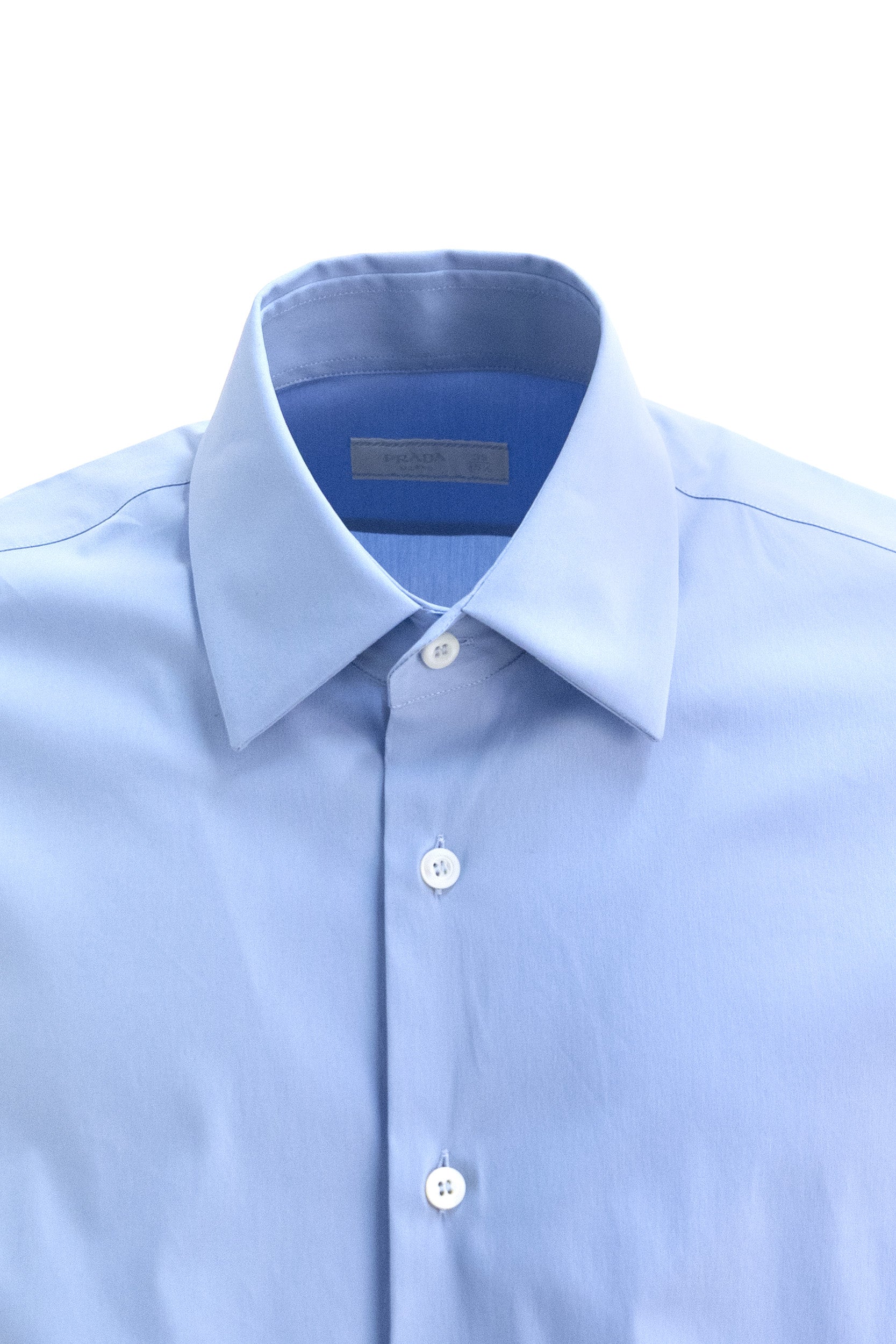 Prada Camicia slim-fit in popeline di cotone stretch color azzurro, view 2