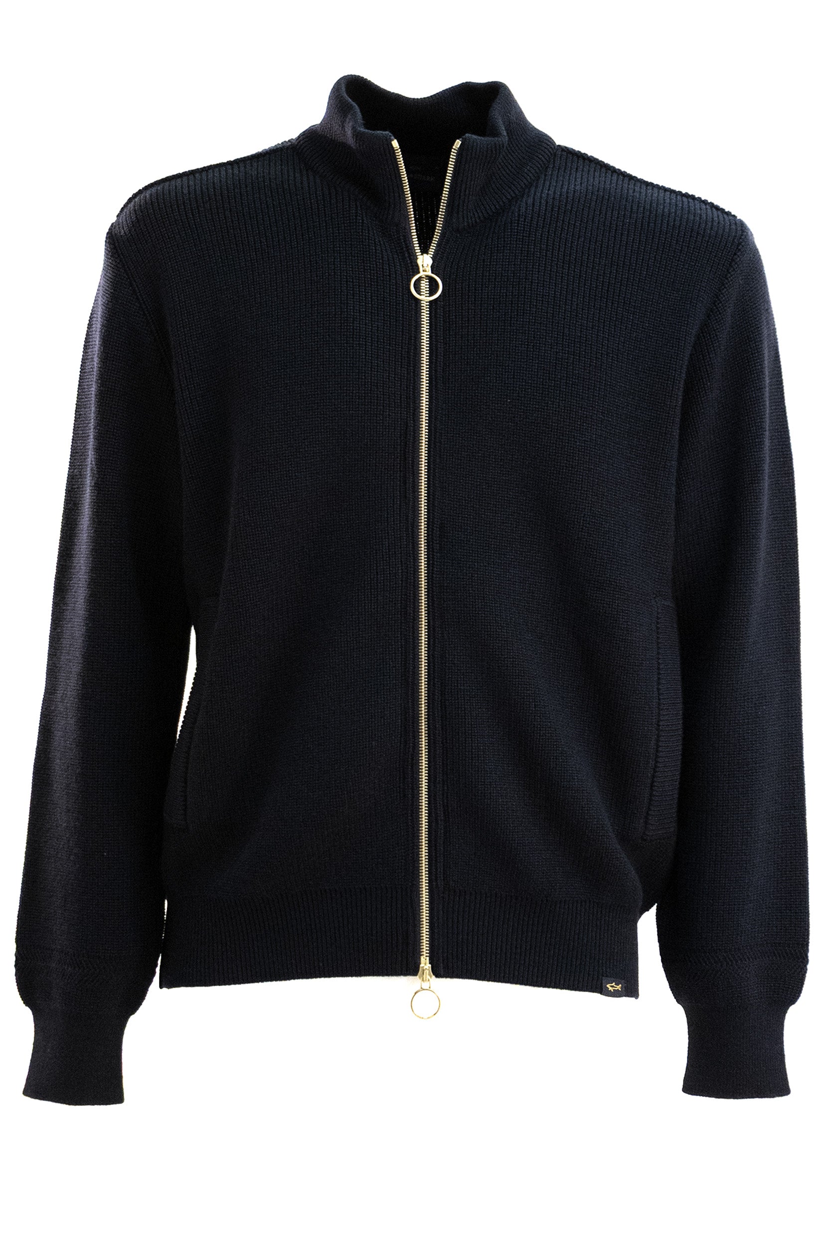 PAUL & SHARK Cardigan in lana a coste di colore blu
