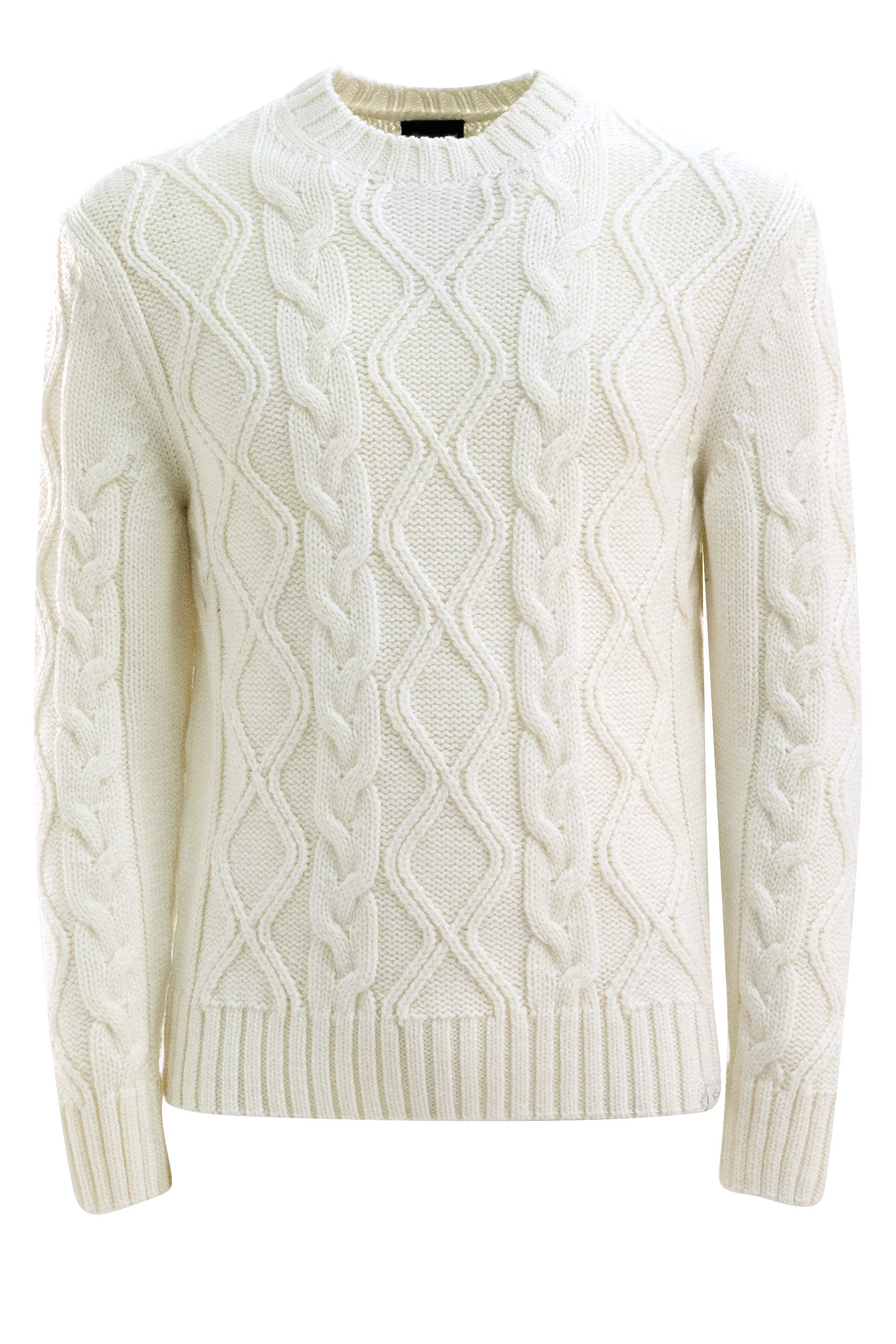 PAUL & SHARK Pullover in lana a trecce di colore bianco