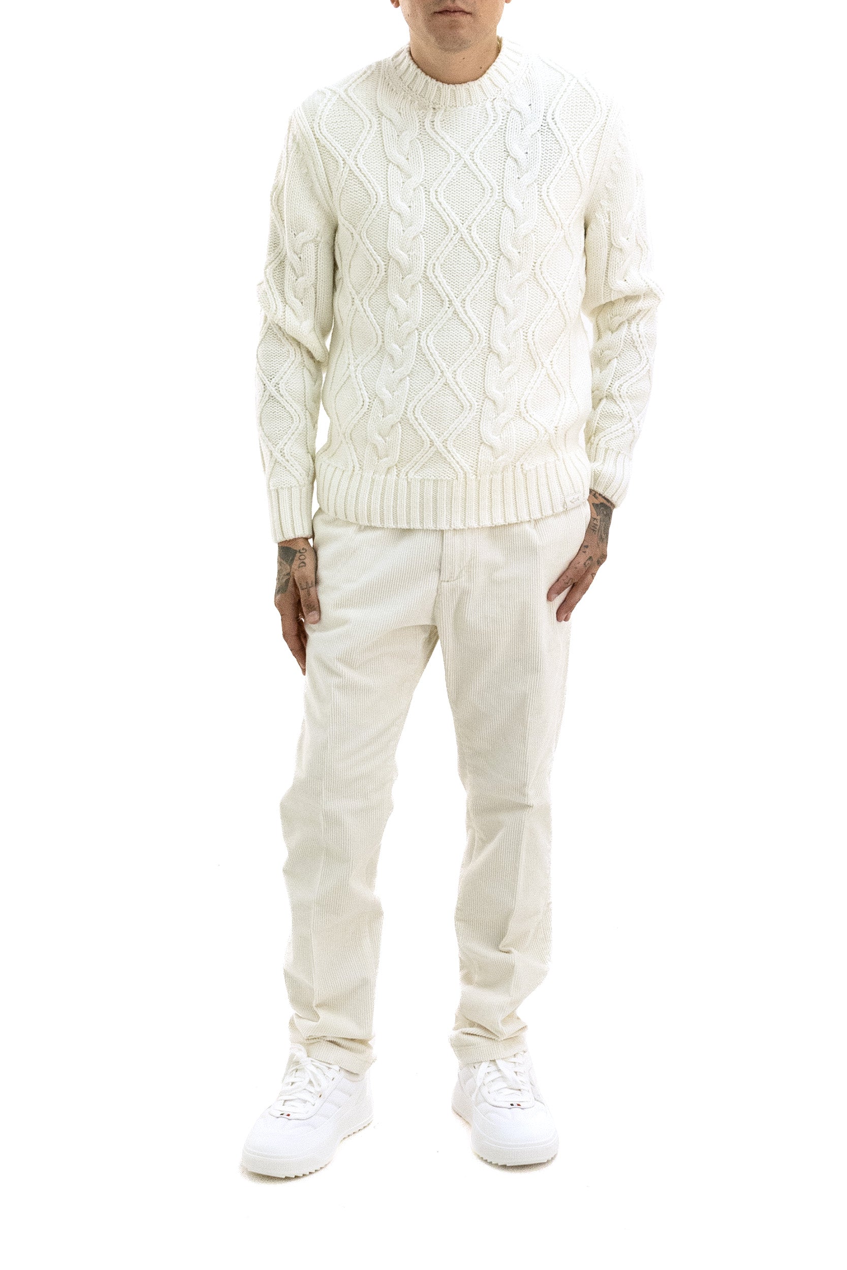 PAUL & SHARK Pullover in lana a trecce di colore bianco, view 2