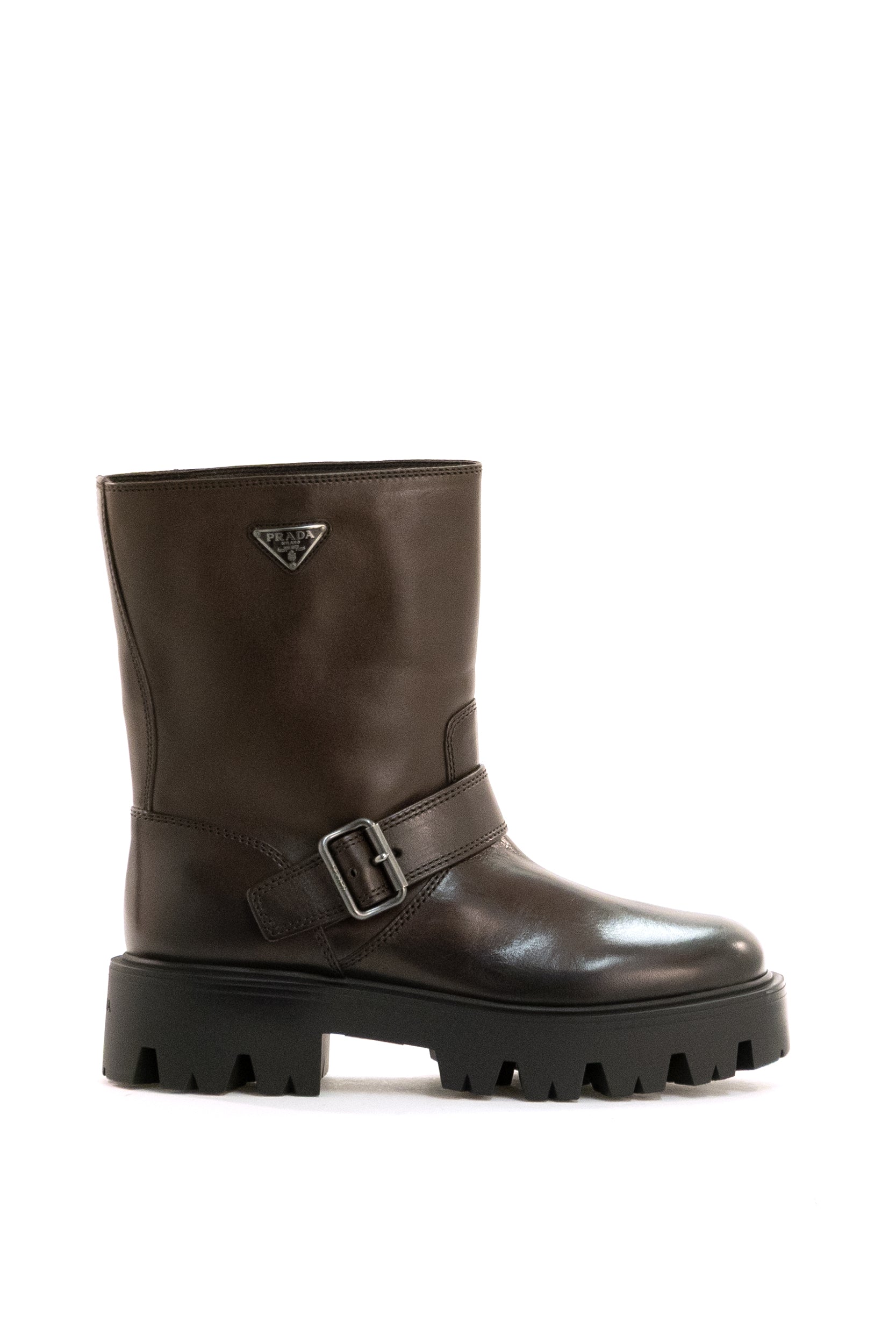 Prada Stivali biker in pelle vintage color marrone