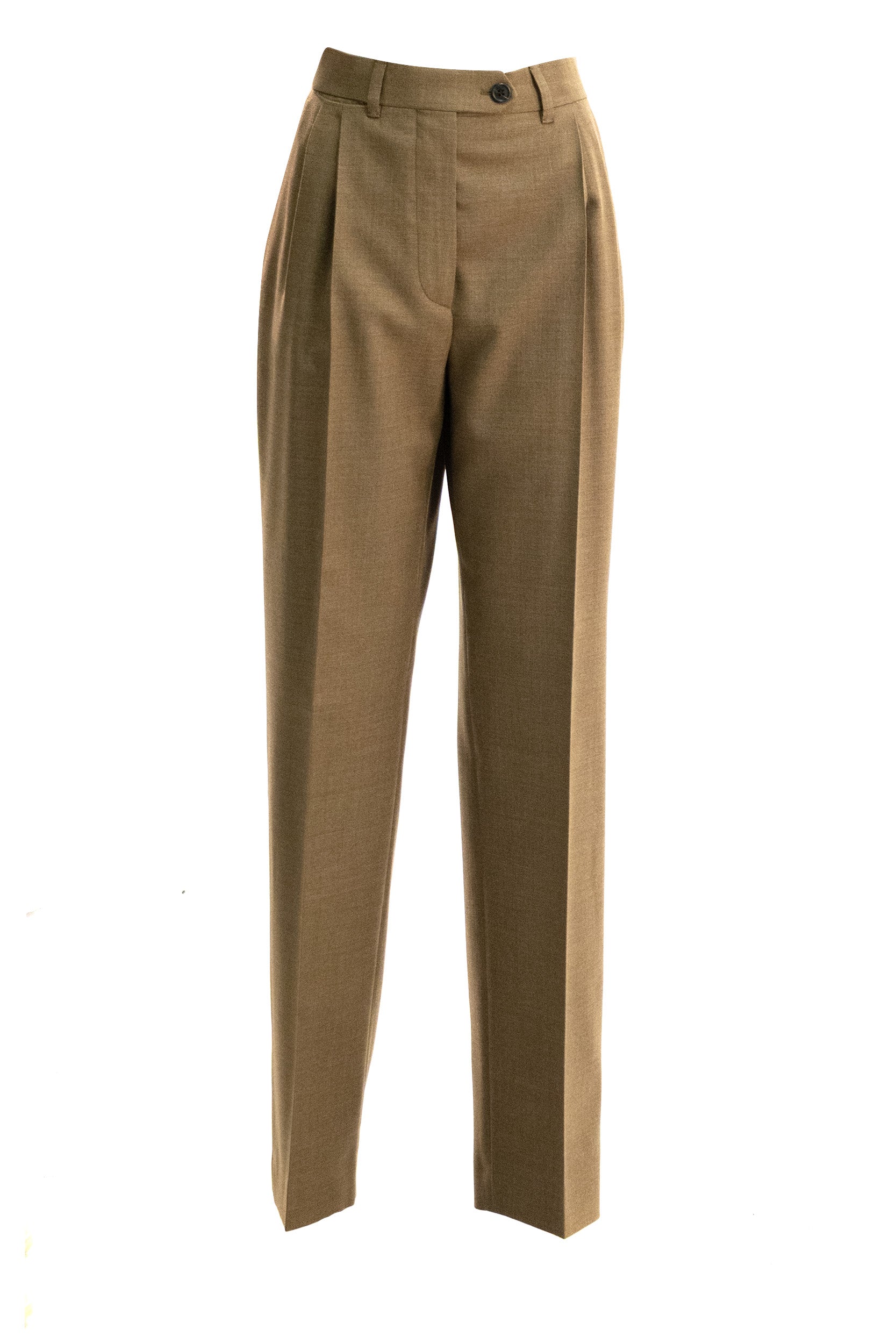Prada Pantaloni in lana vergine di colore marrone