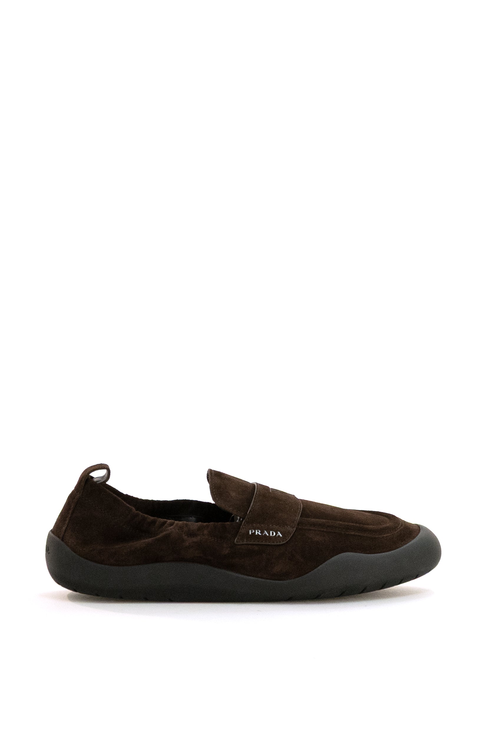 Prada Mocassini Speedrock in suede di colore marrone