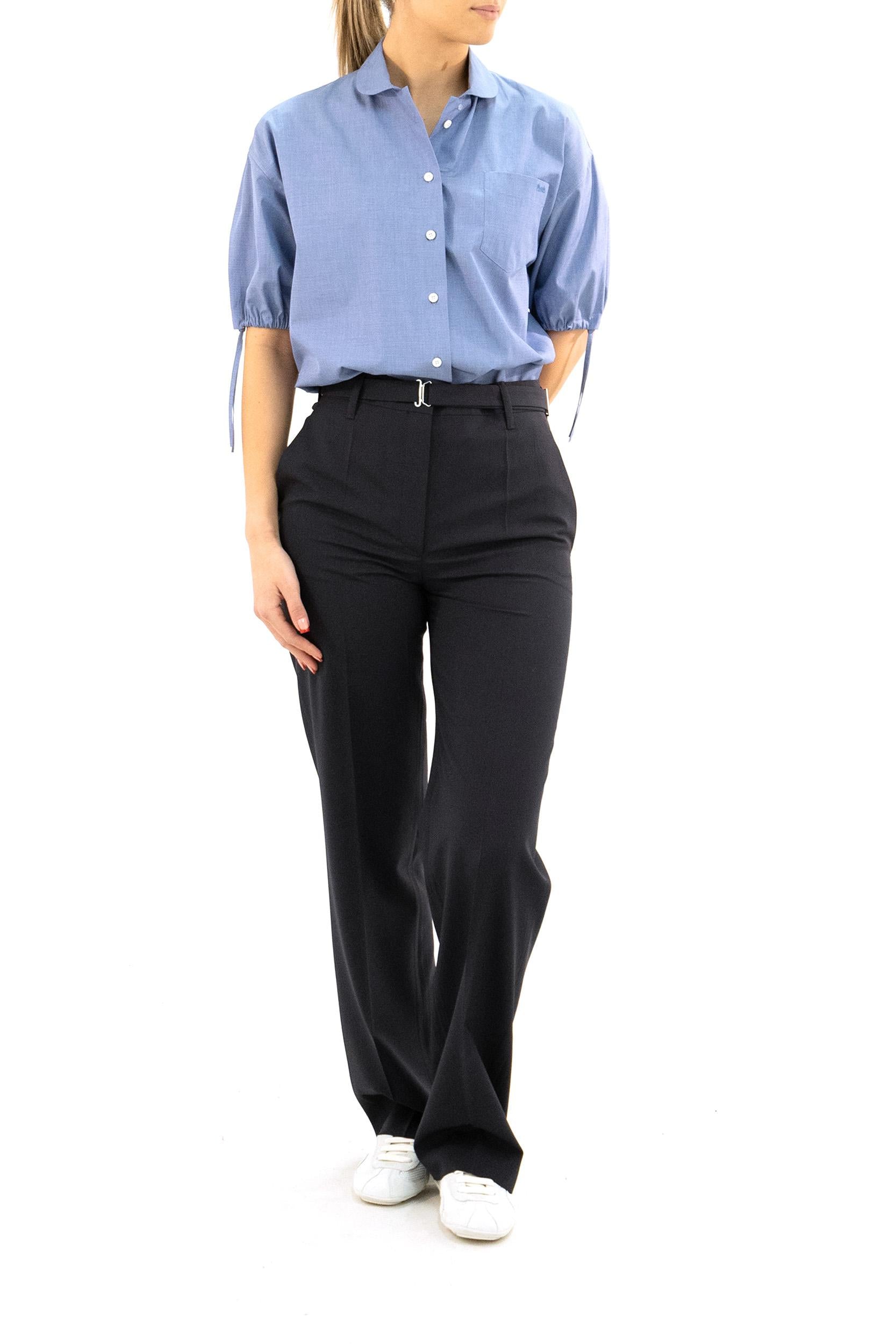Prada Camicia in cotone di colore azzurro, view 2
