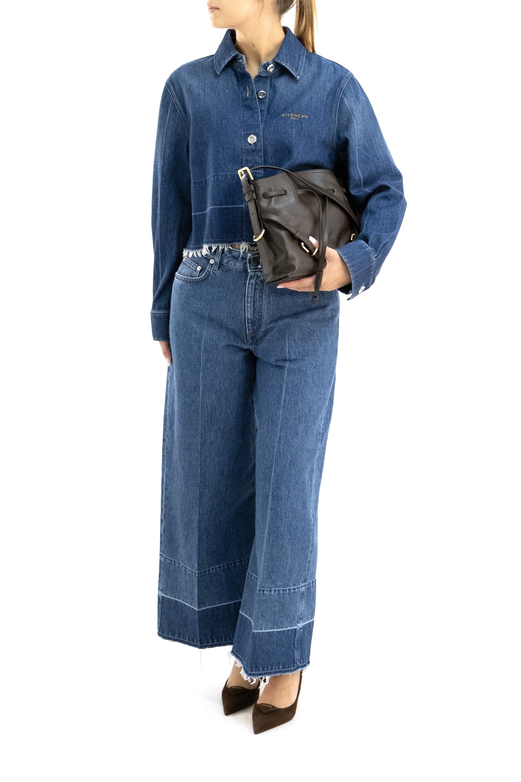 Givenchy Camicia in denim di cotone di colore blu, view 2
