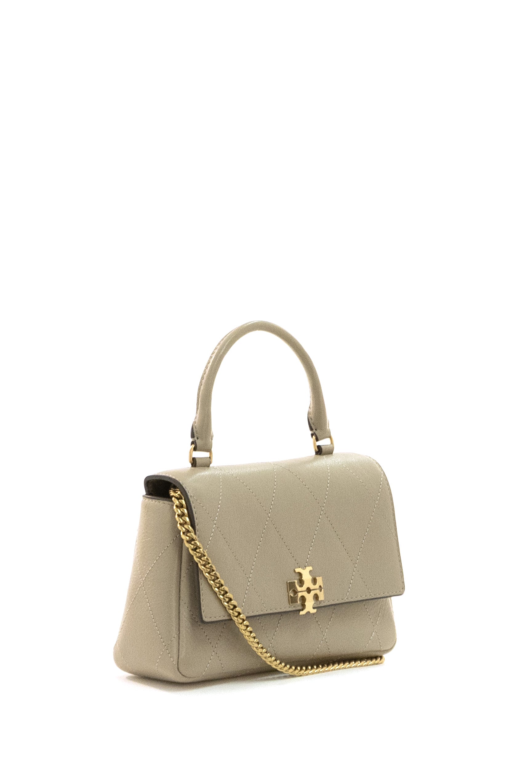 Tory Burch Borsa mini Charlie in pelle matelassè di colore beige, view 2