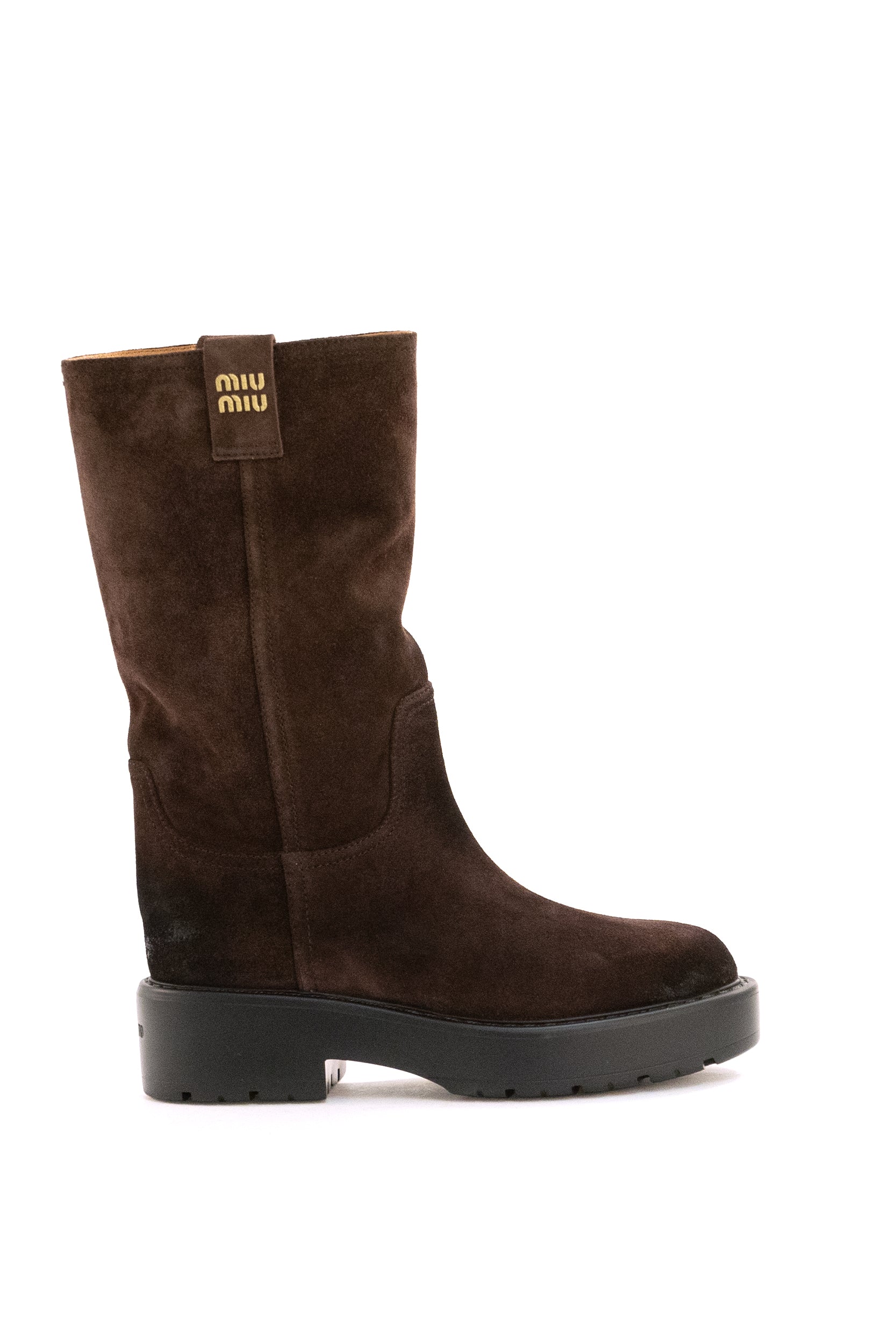 Miu Miu Stivali in suede di colore marrone