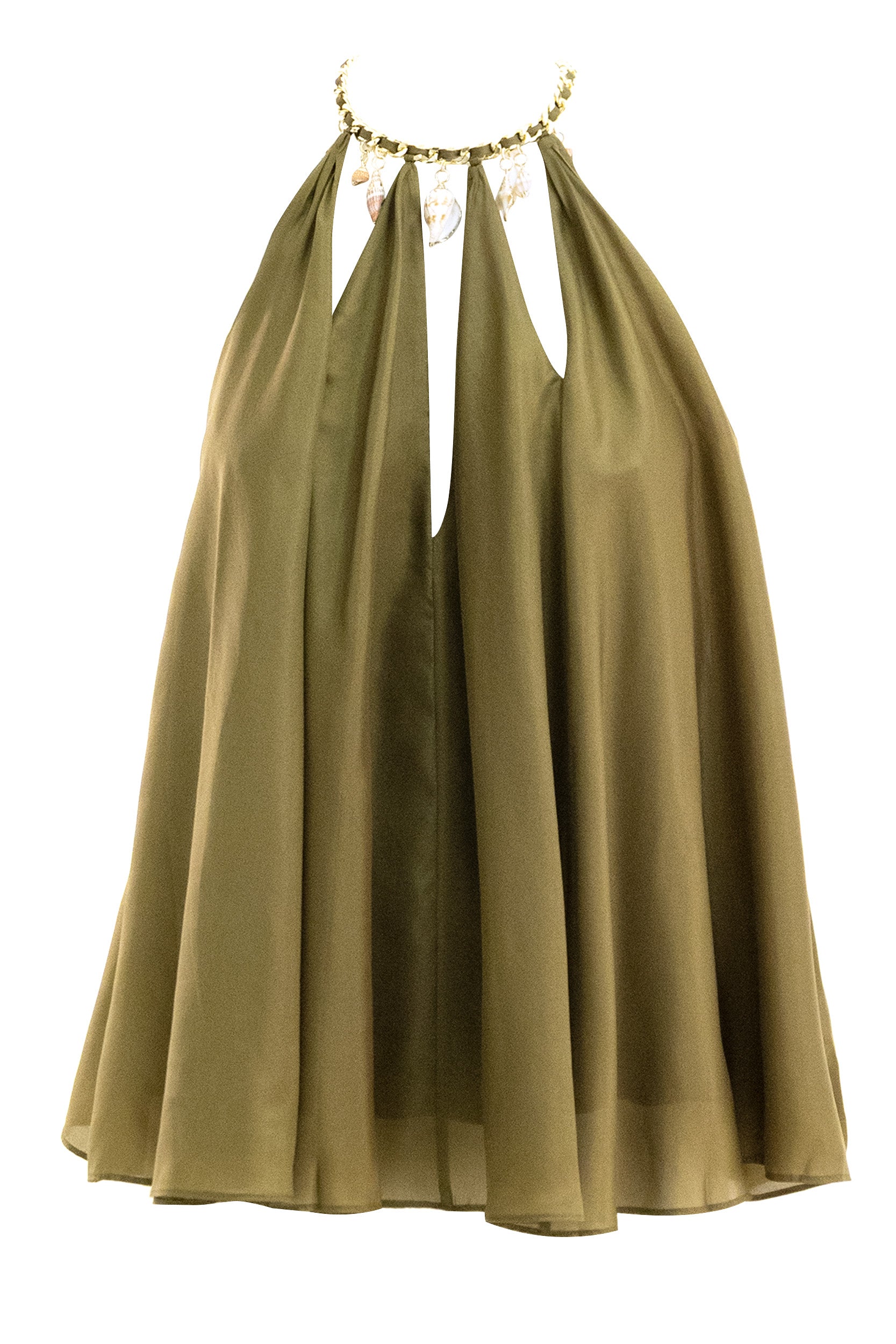 Zimmermann Top in seta di colore verde oliva