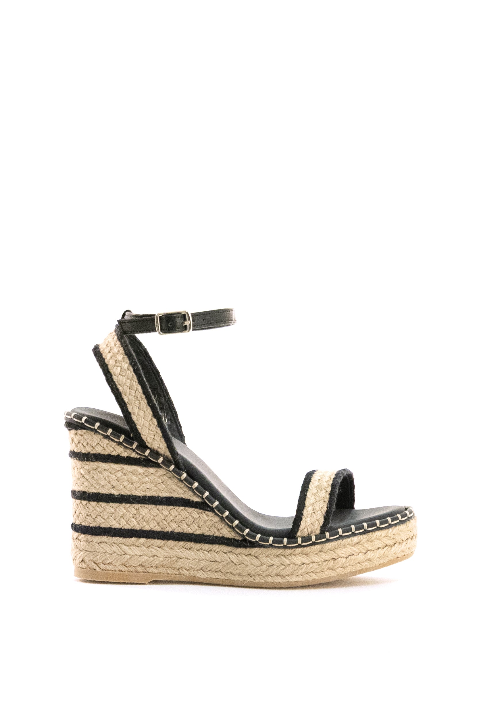 CASTANER Sandali con zeppa Bera in rafia color naturale