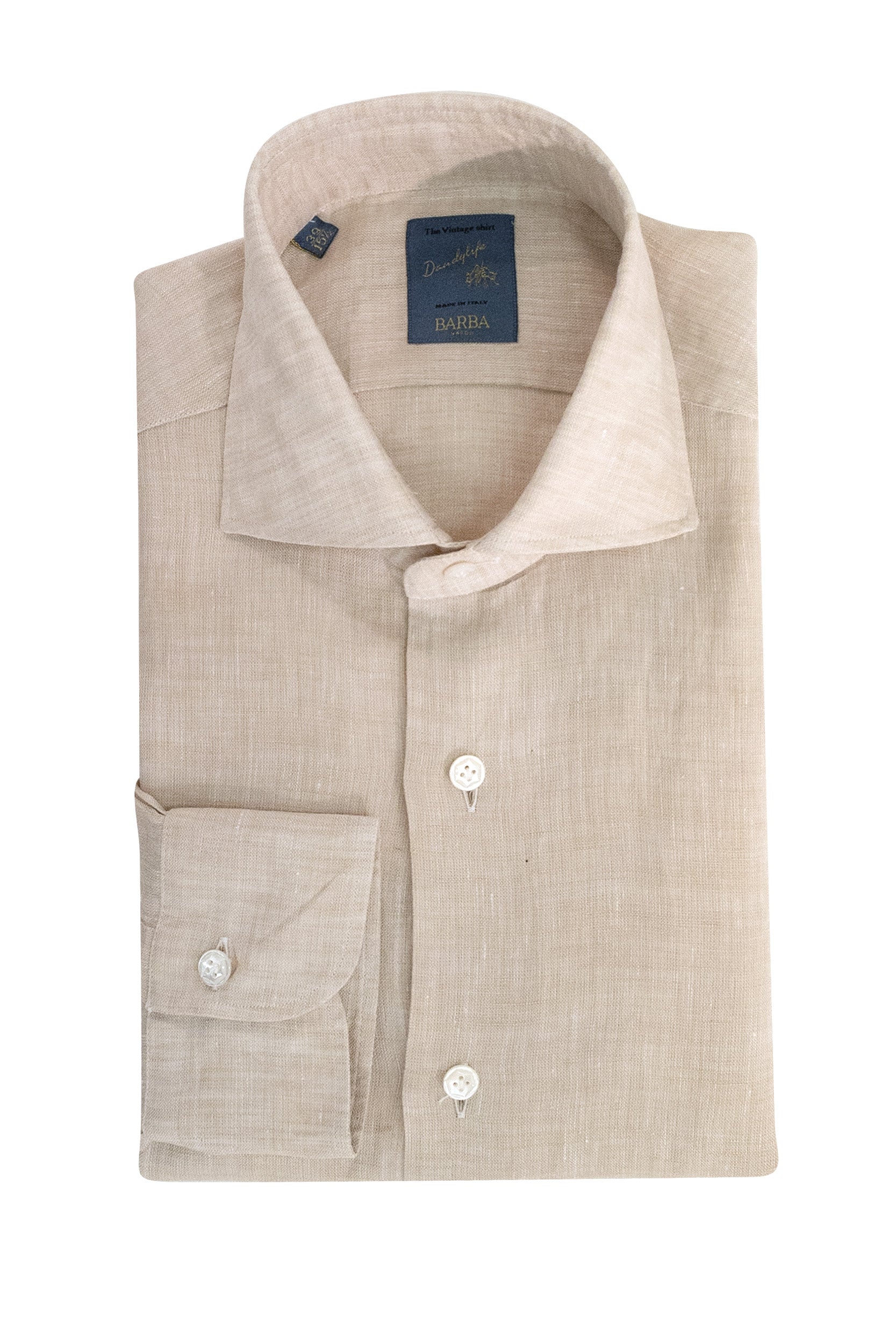 BARBA Camicia in lino di colore beige