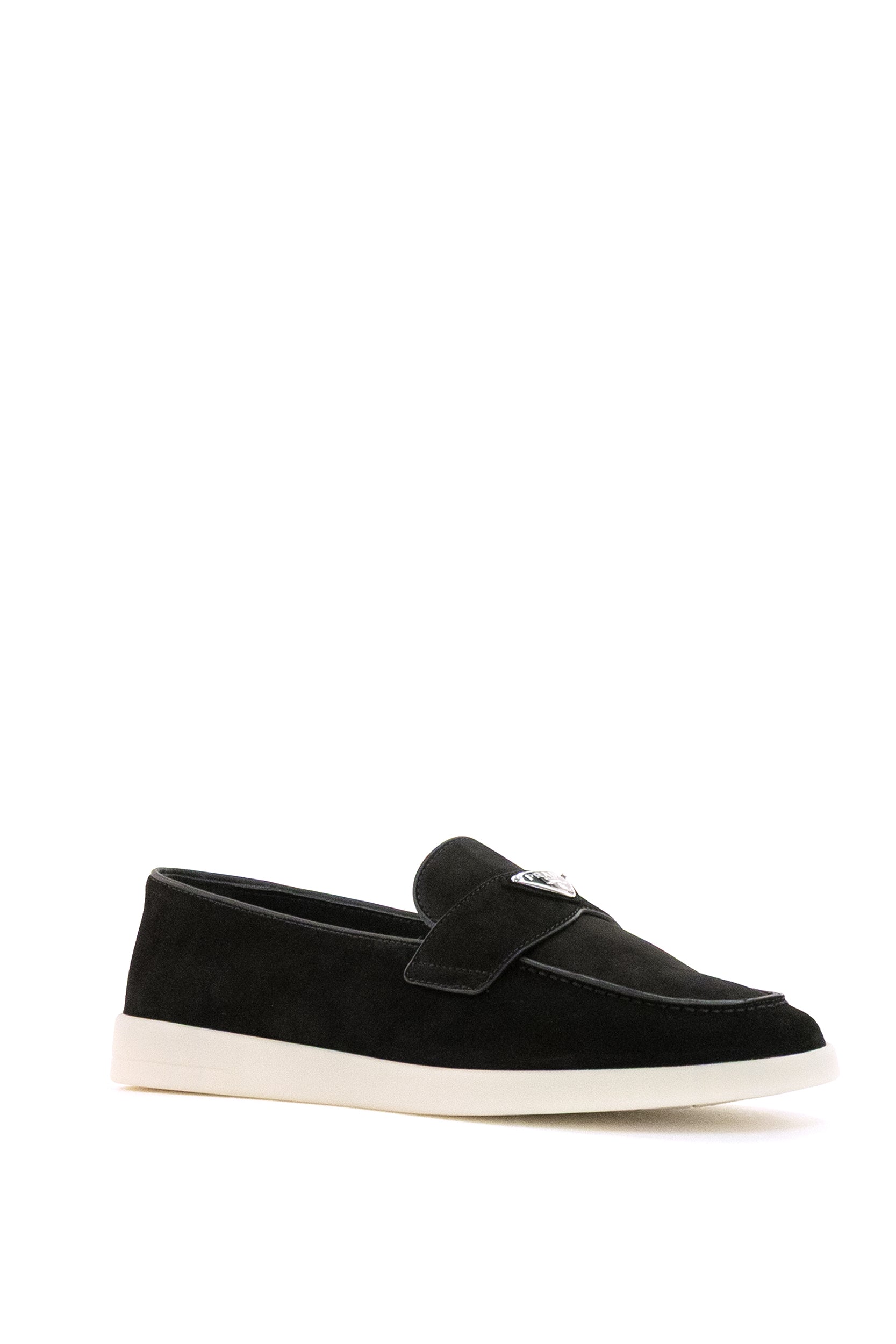 Prada Mocassini in suede di colore nero, view 2