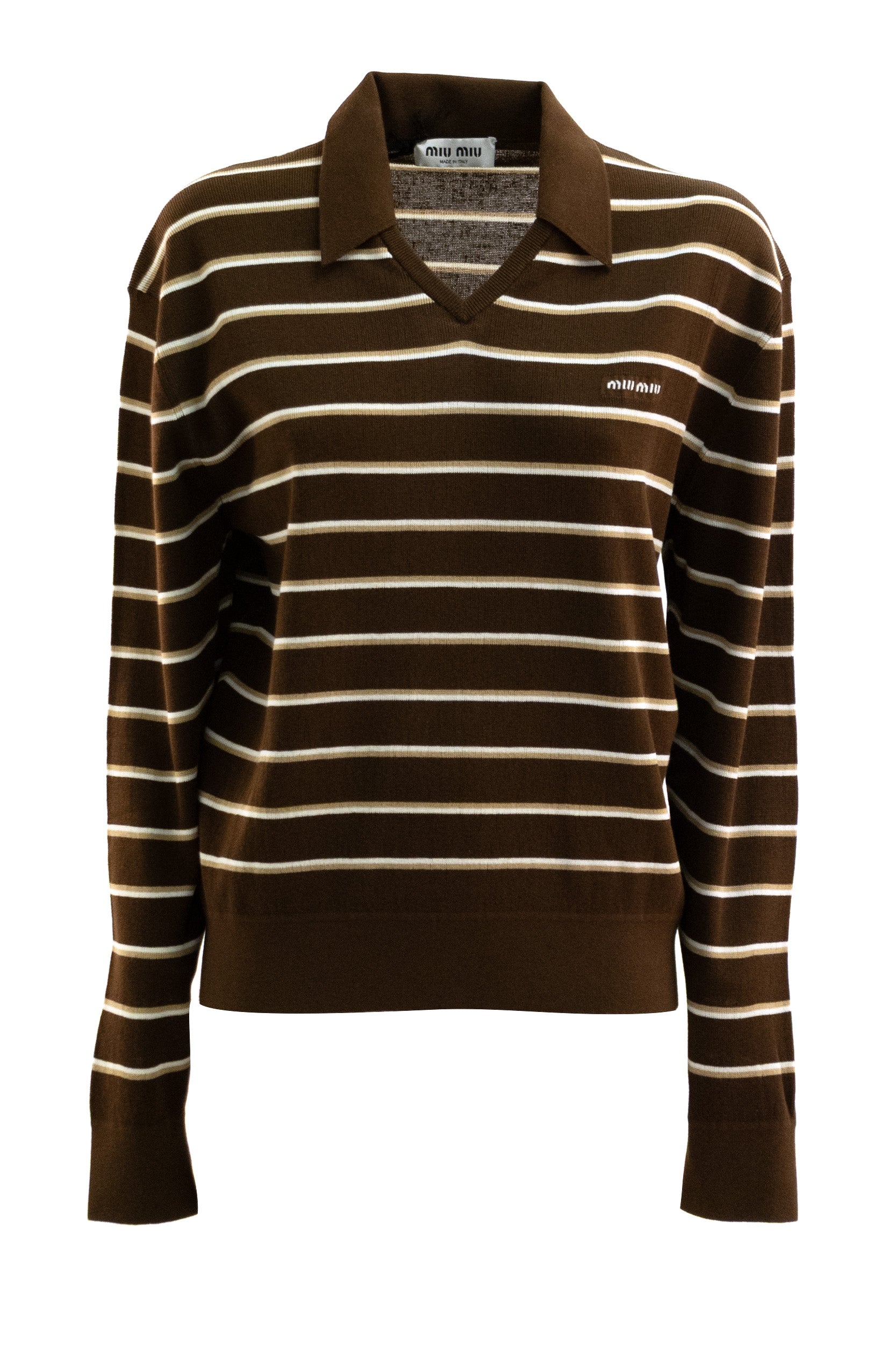 Miu Miu Pullover in ciniglia a righe multicolore
