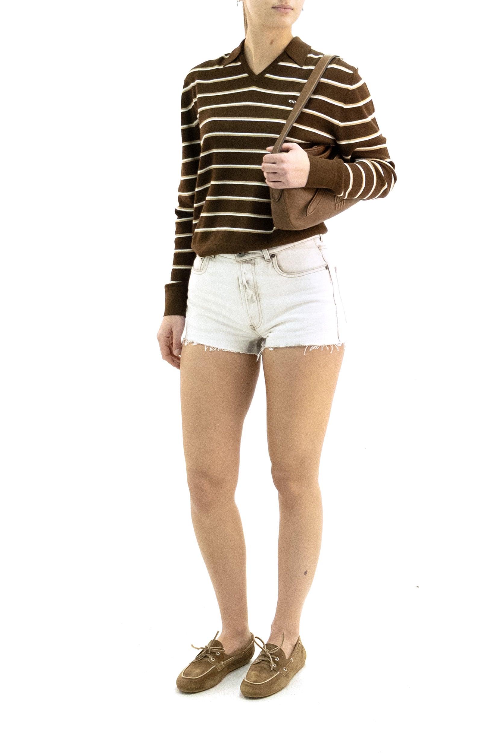 Miu Miu Pullover in ciniglia a righe multicolore, view 2