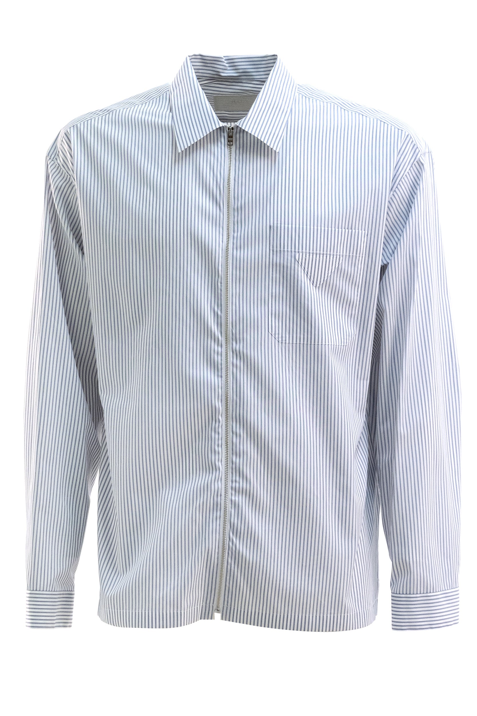 Prada Camicia in popeline a righe di colore bianco e blu