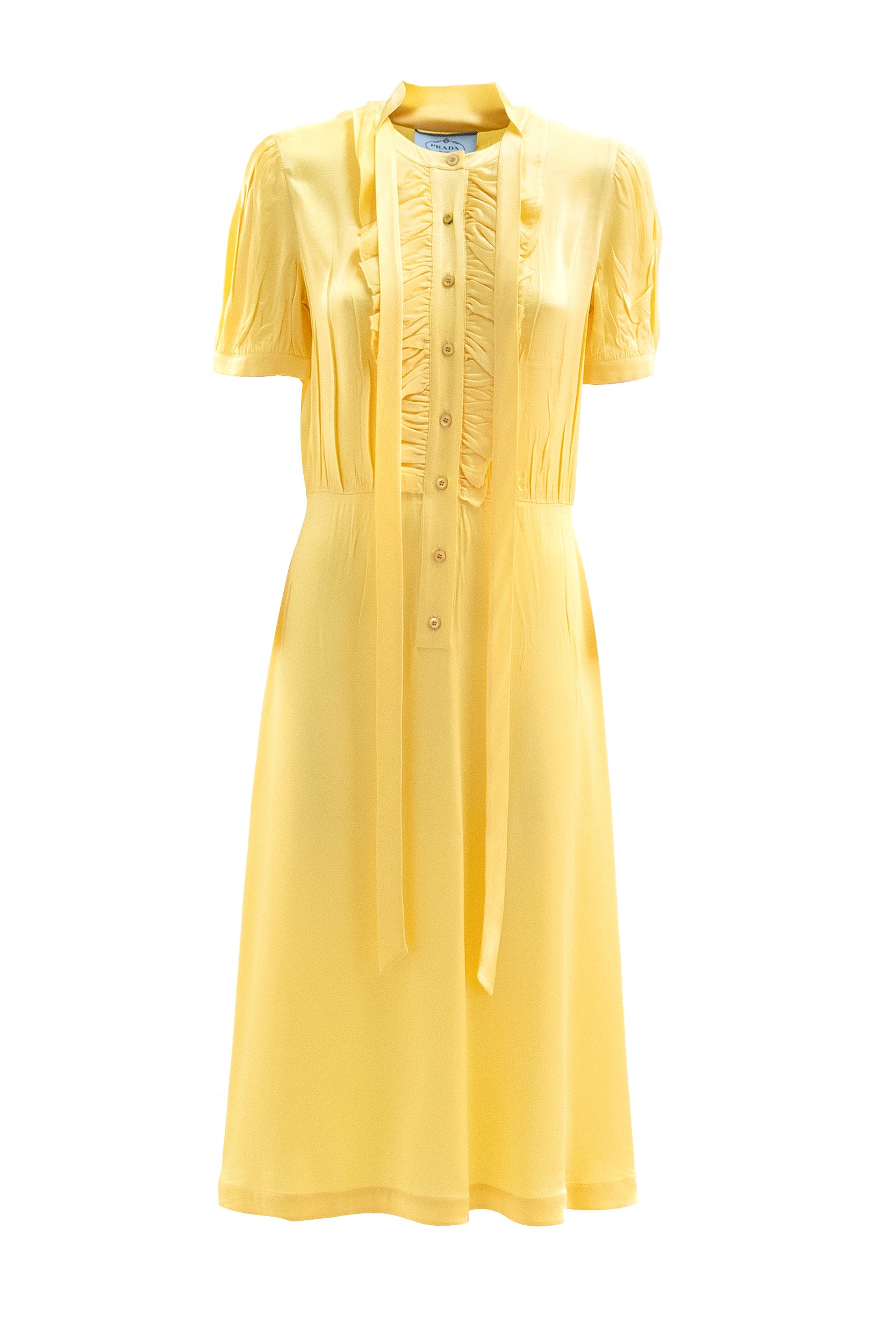Prada Abito in crepe di colore giallo