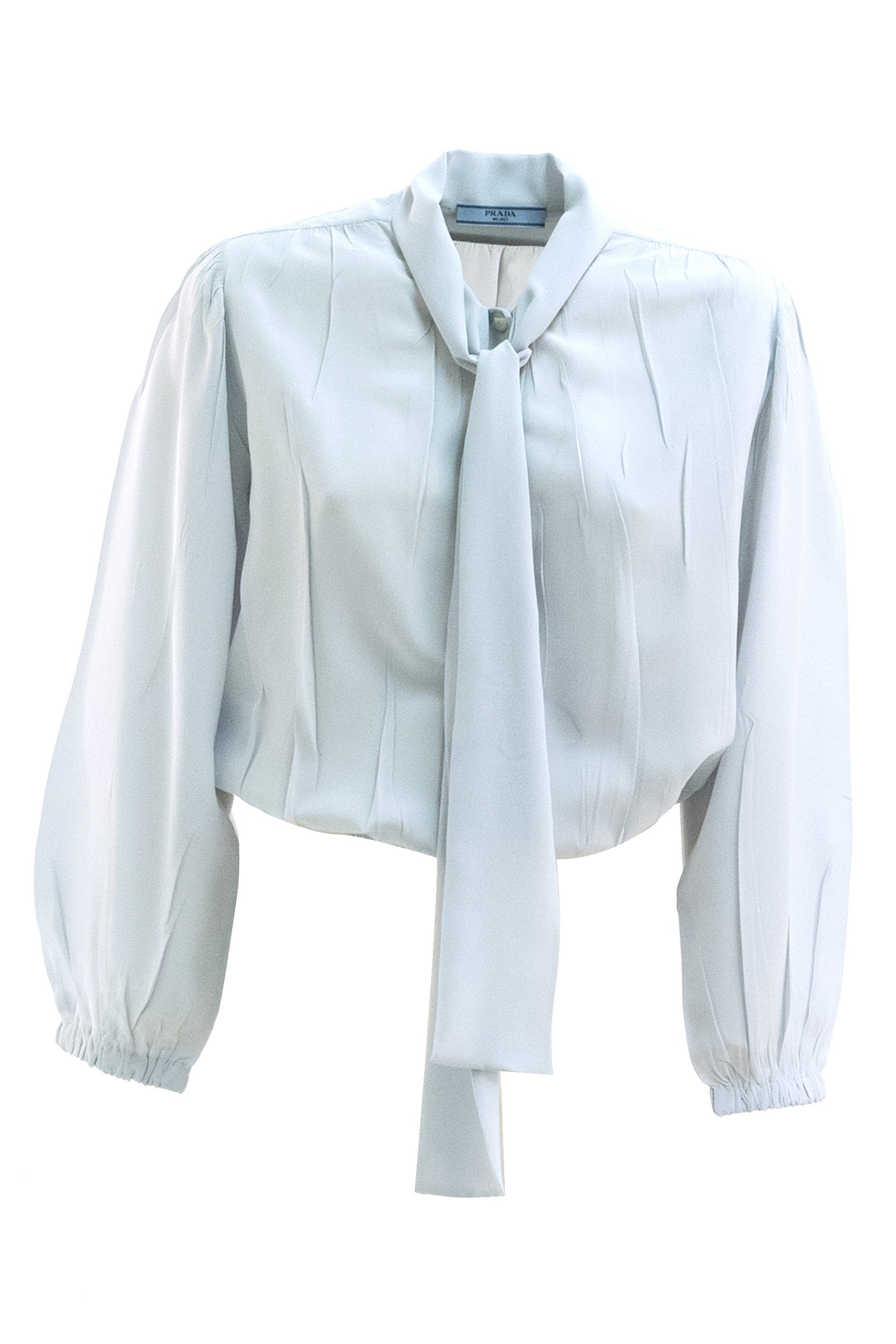 Prada Camicia in seta di color azzurro polvere