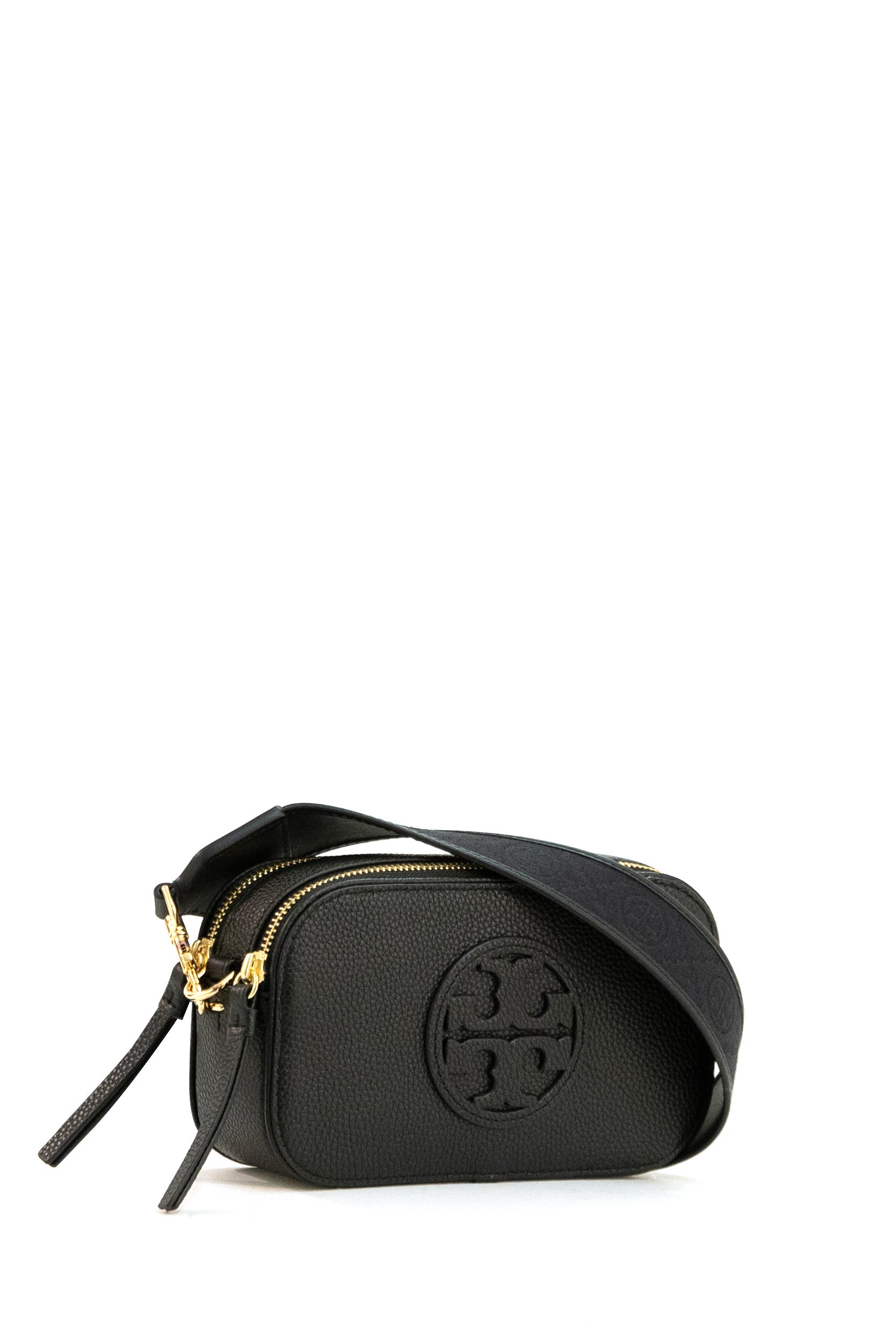 Tory Burch Borsa Mini Miller in pelle martellata di colore nero, view 2
