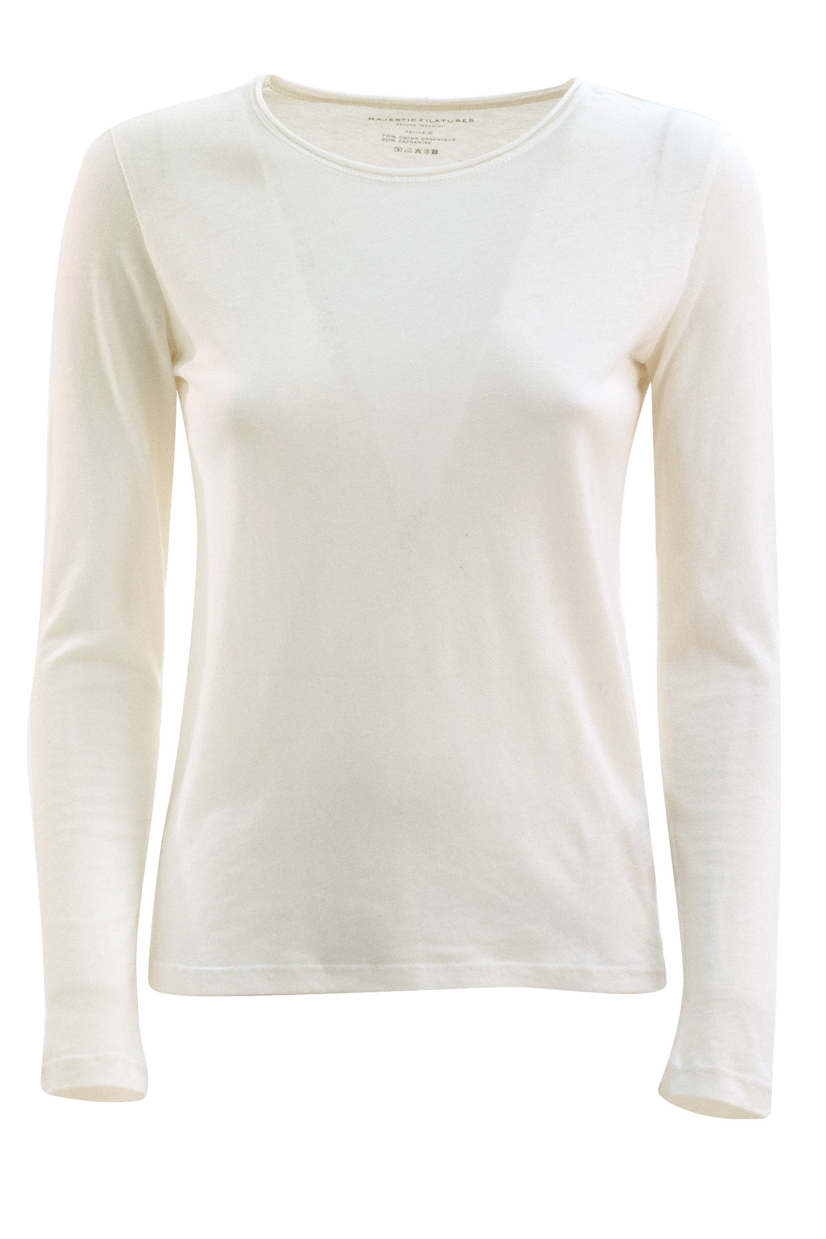 MAJESTIC T-shirt in cotone e cashmere di colore bianco