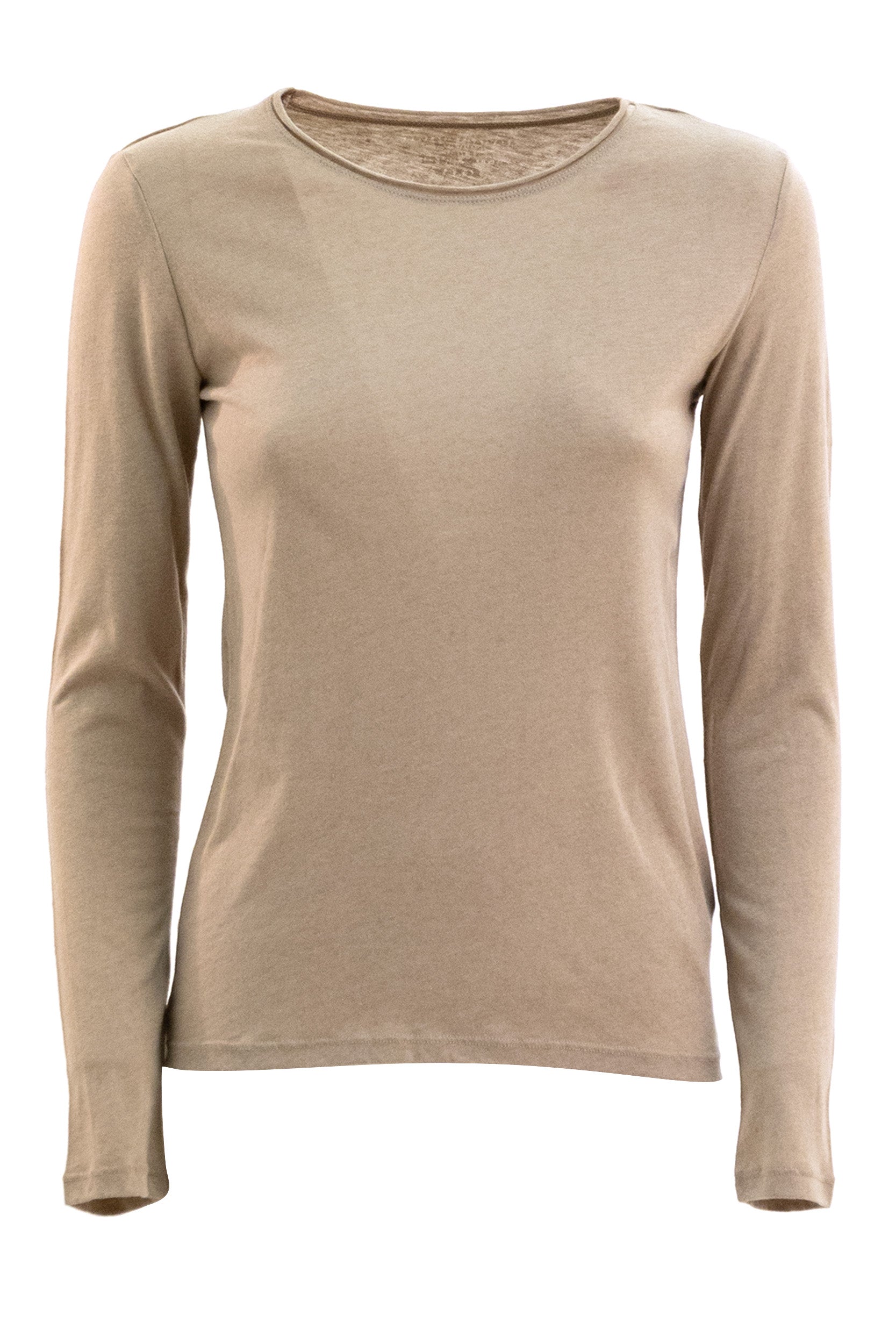 MAJESTIC T-shirt in cotone e cashmere di colore beige