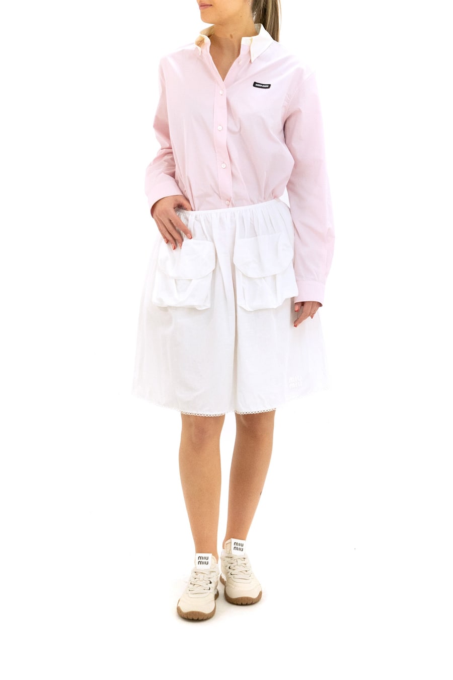 Miu Miu Camicia in popeline color rosa, view 2