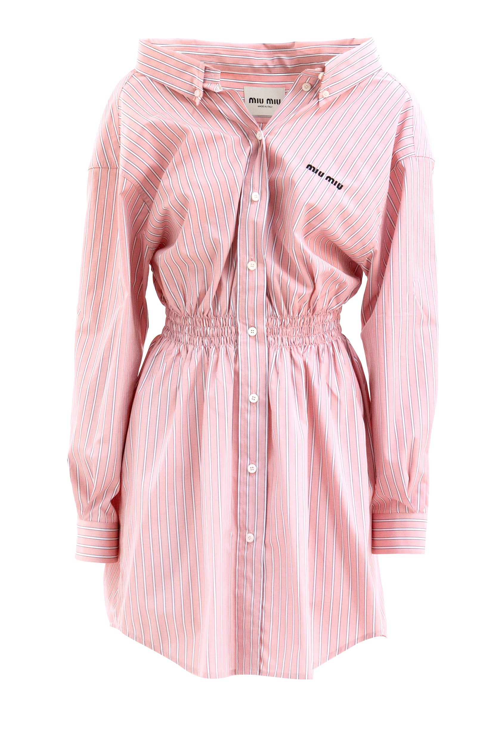Miu Miu Abito chemisier in popeline a righe di colore rosa e bianco